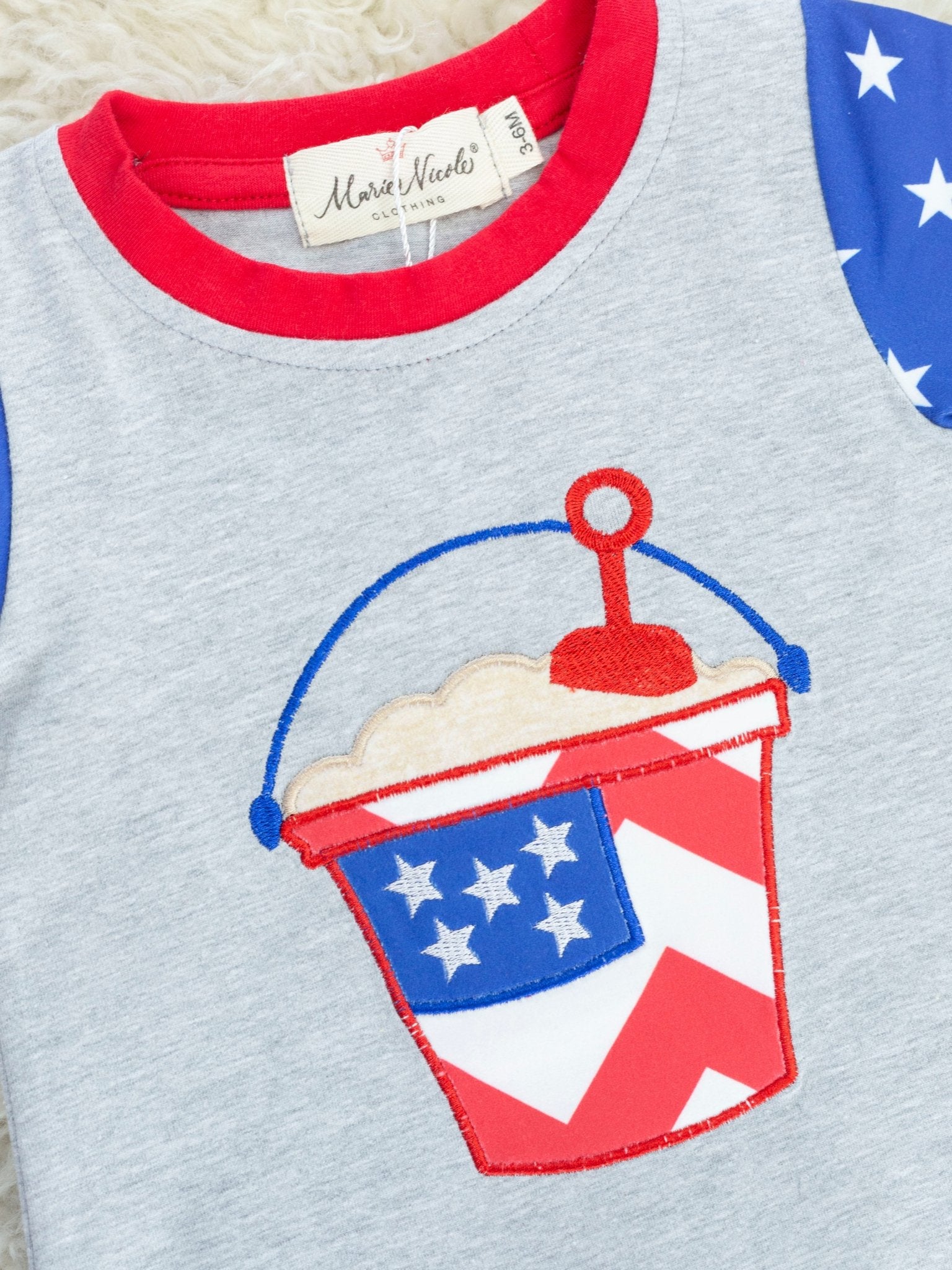 Patriotic Beach Bucket Romper - Marie Nicole Clothing
