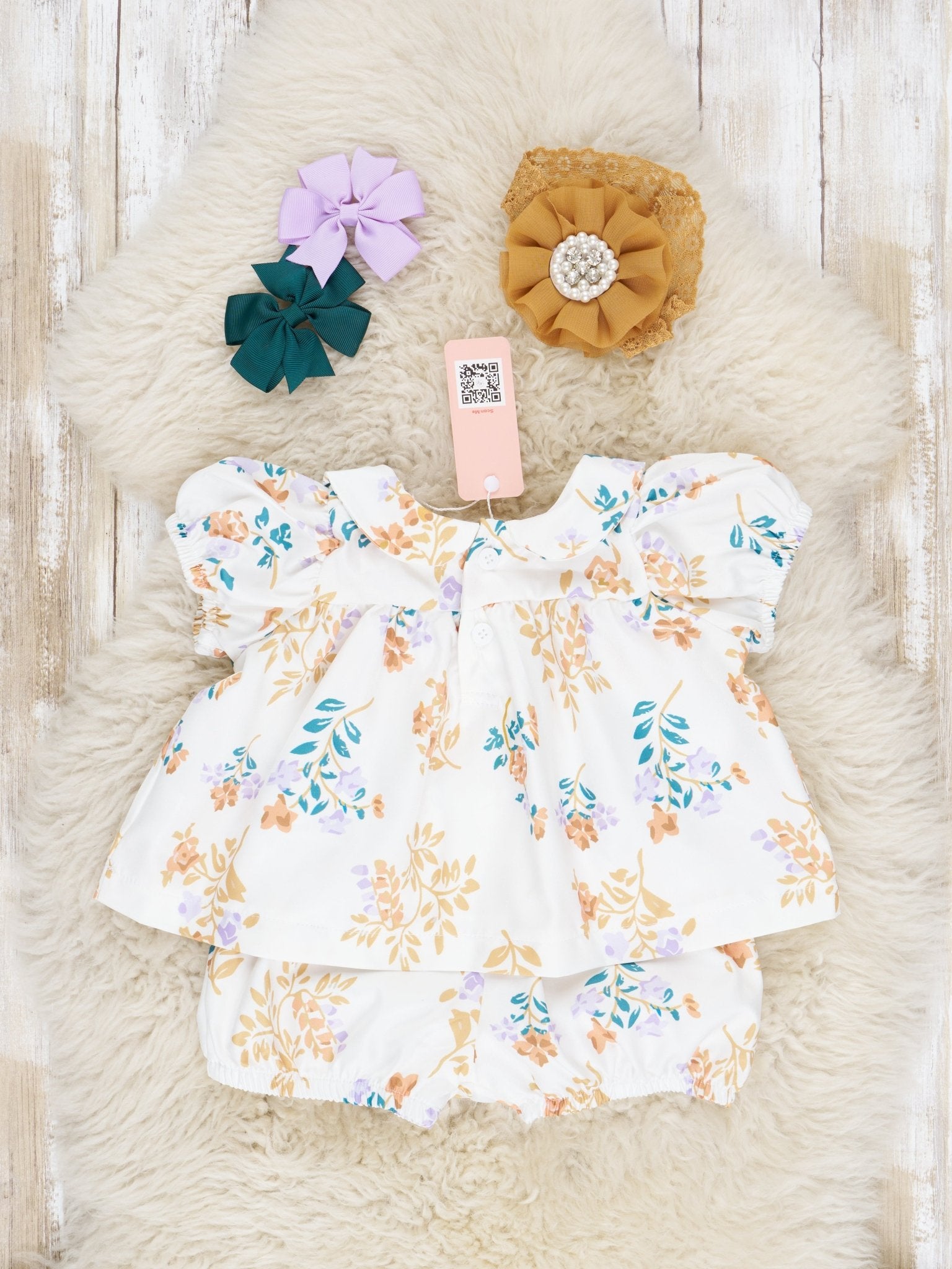 Mustard Floral Vintage Bloomers Outfit - Marie Nicole Clothing