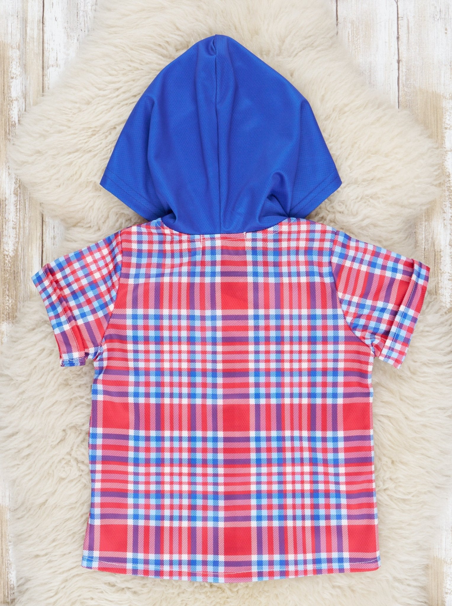 Red & Blue Plaid Hooded Shirt - Marie Nicole Clothing