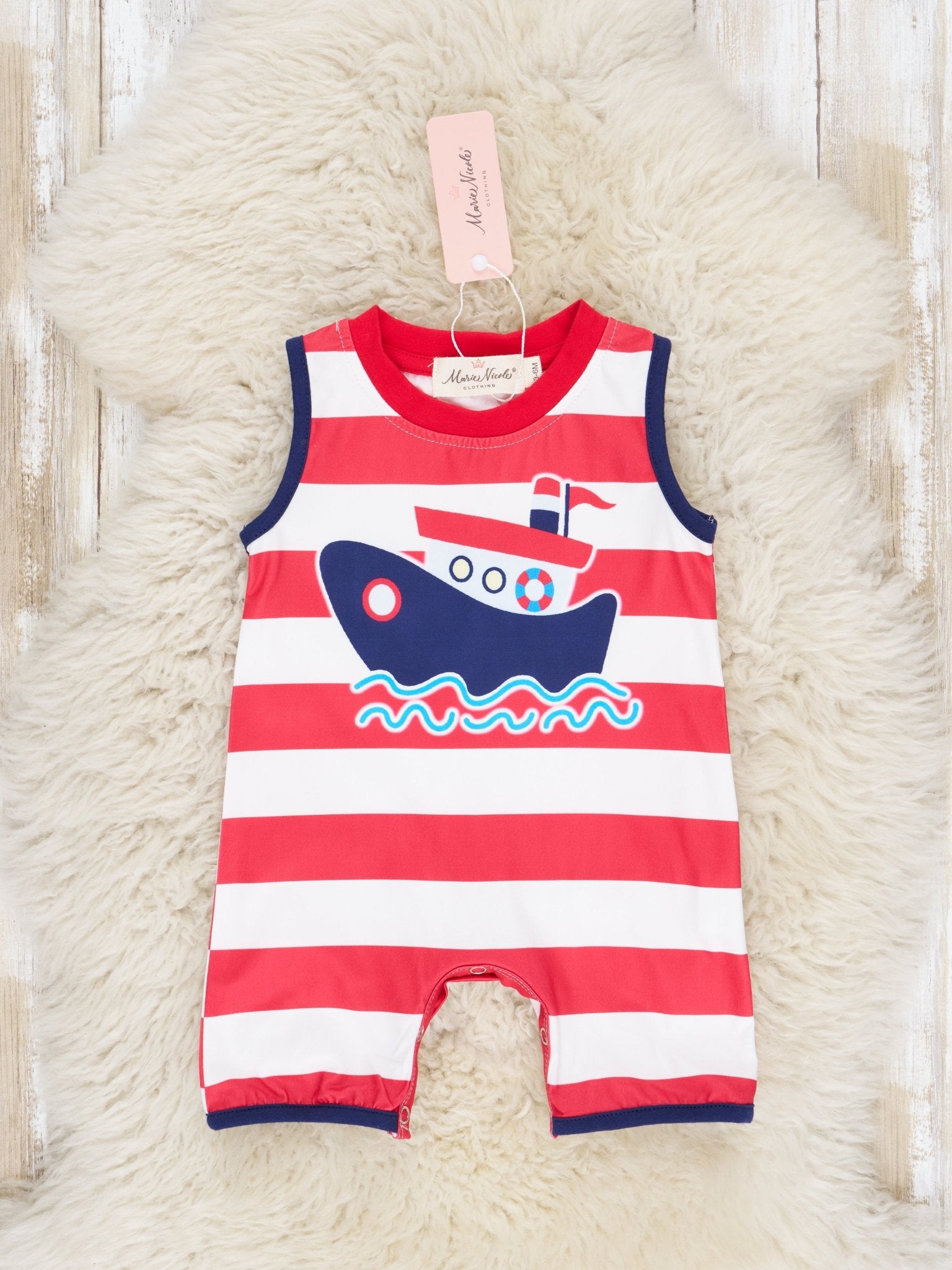 Red Striped Sailboat Johnny - Marie Nicole Clothing