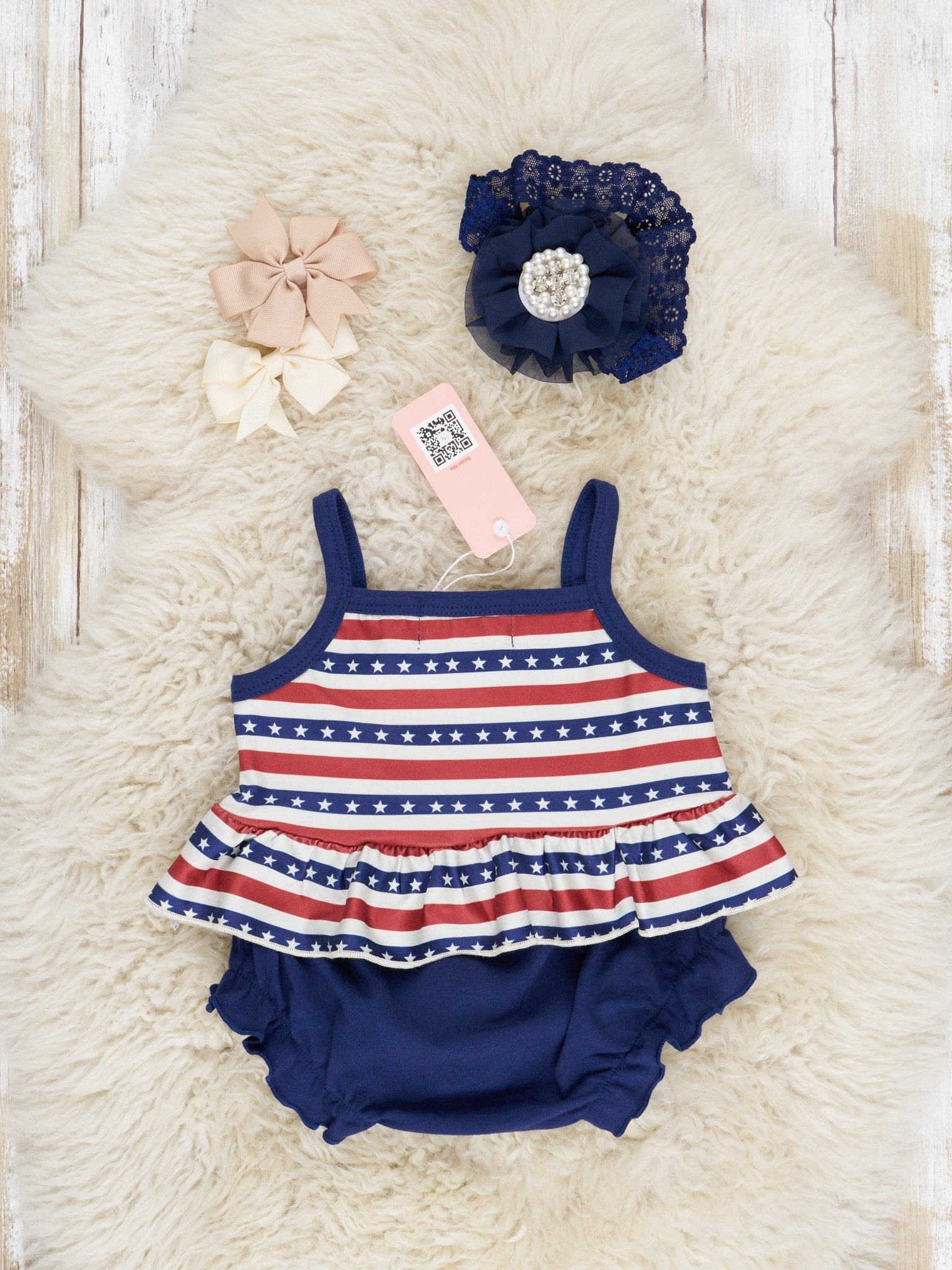 Navy Stars & Stripes Bloomers Outfit - Marie Nicole Clothing