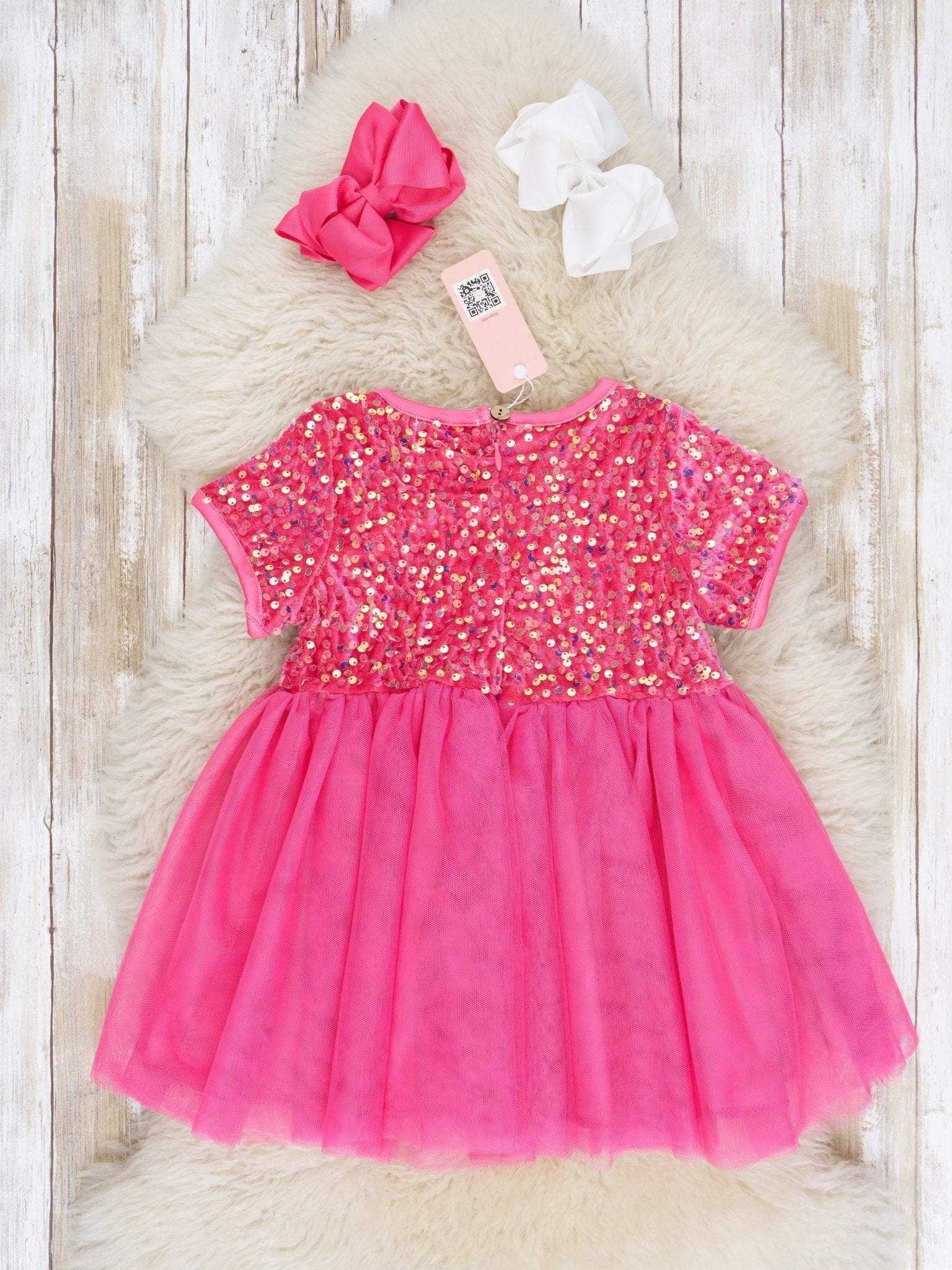 Hot Pink Sparkly Tulle Swing Dress - Marie Nicole Clothing