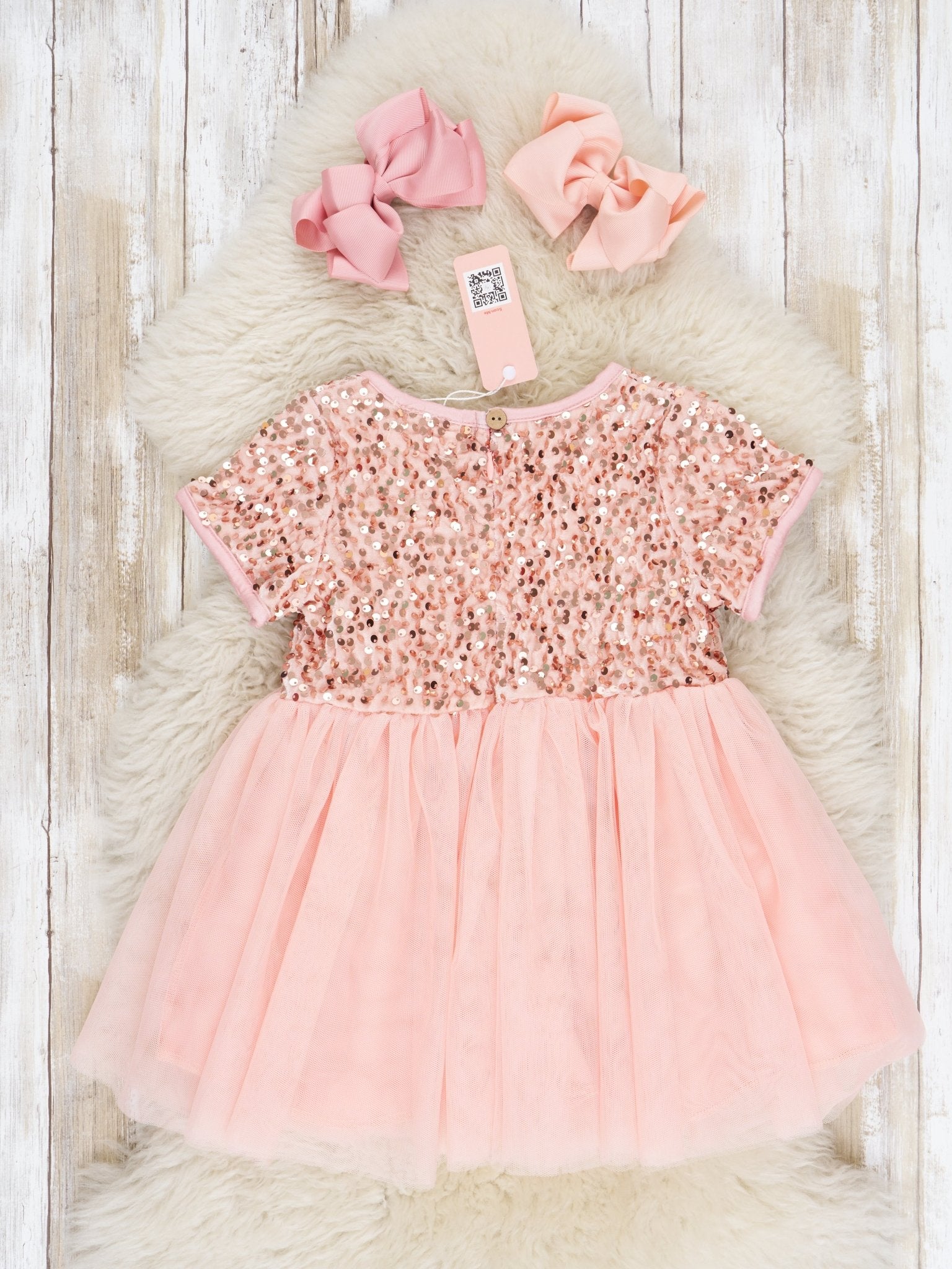 Peach Sparkly Tulle Swing Dress - Marie Nicole Clothing