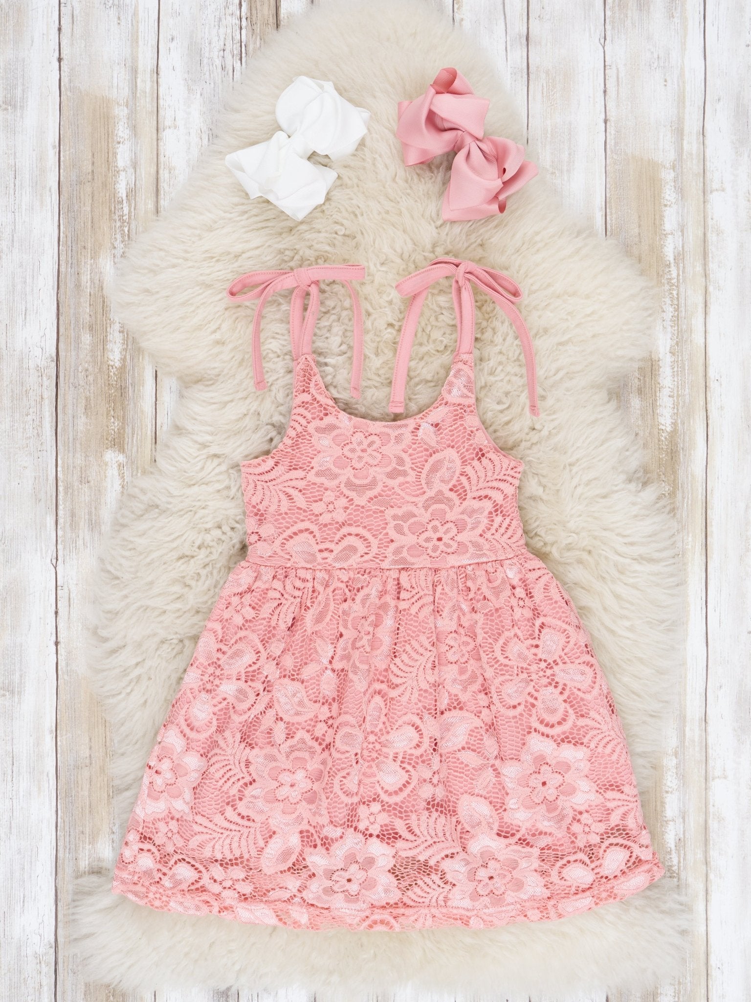 Mauve Floral Lace Tie Tank Dress - Marie Nicole Clothing