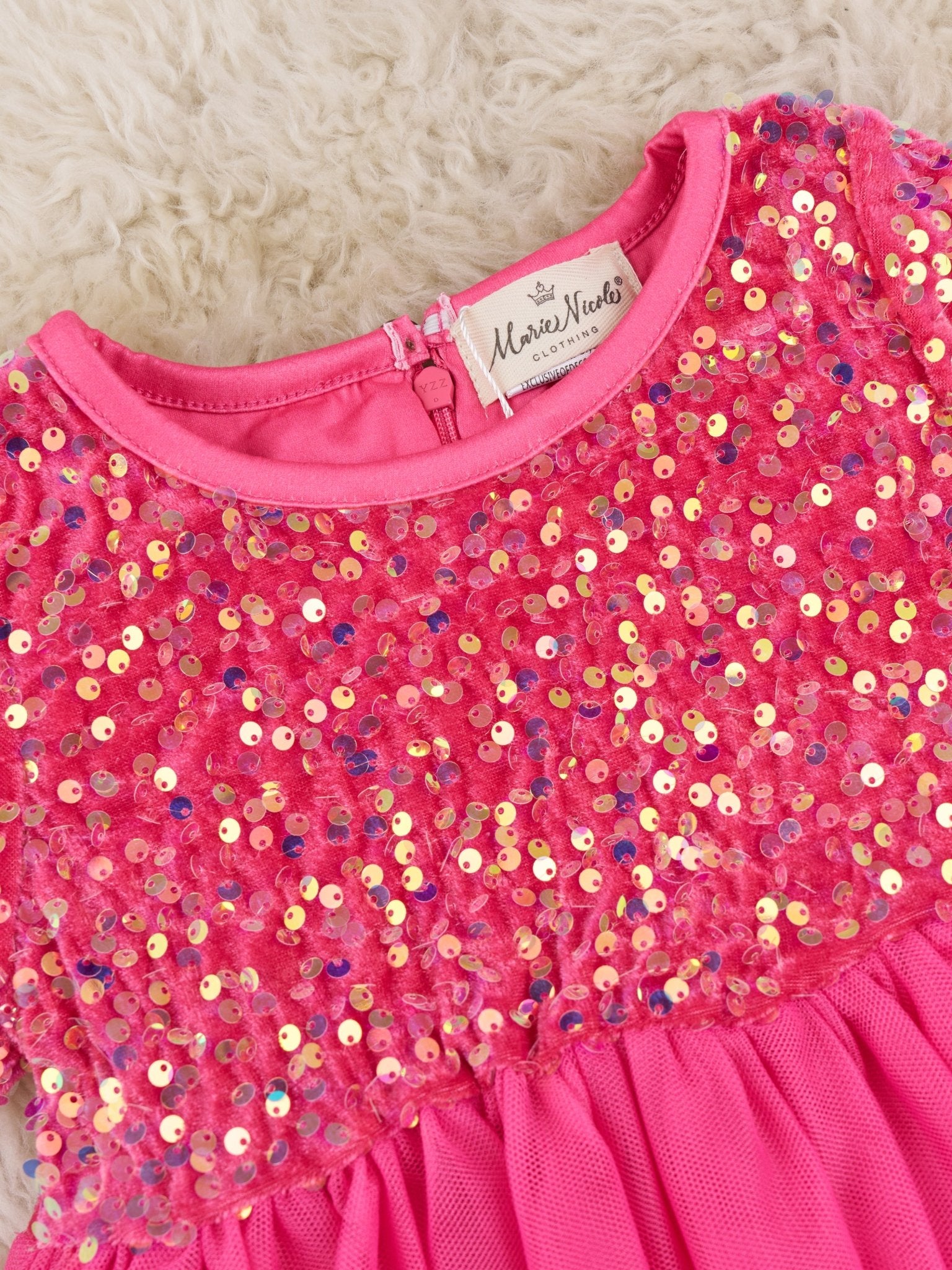Hot Pink Sparkly Tulle Swing Dress - Marie Nicole Clothing