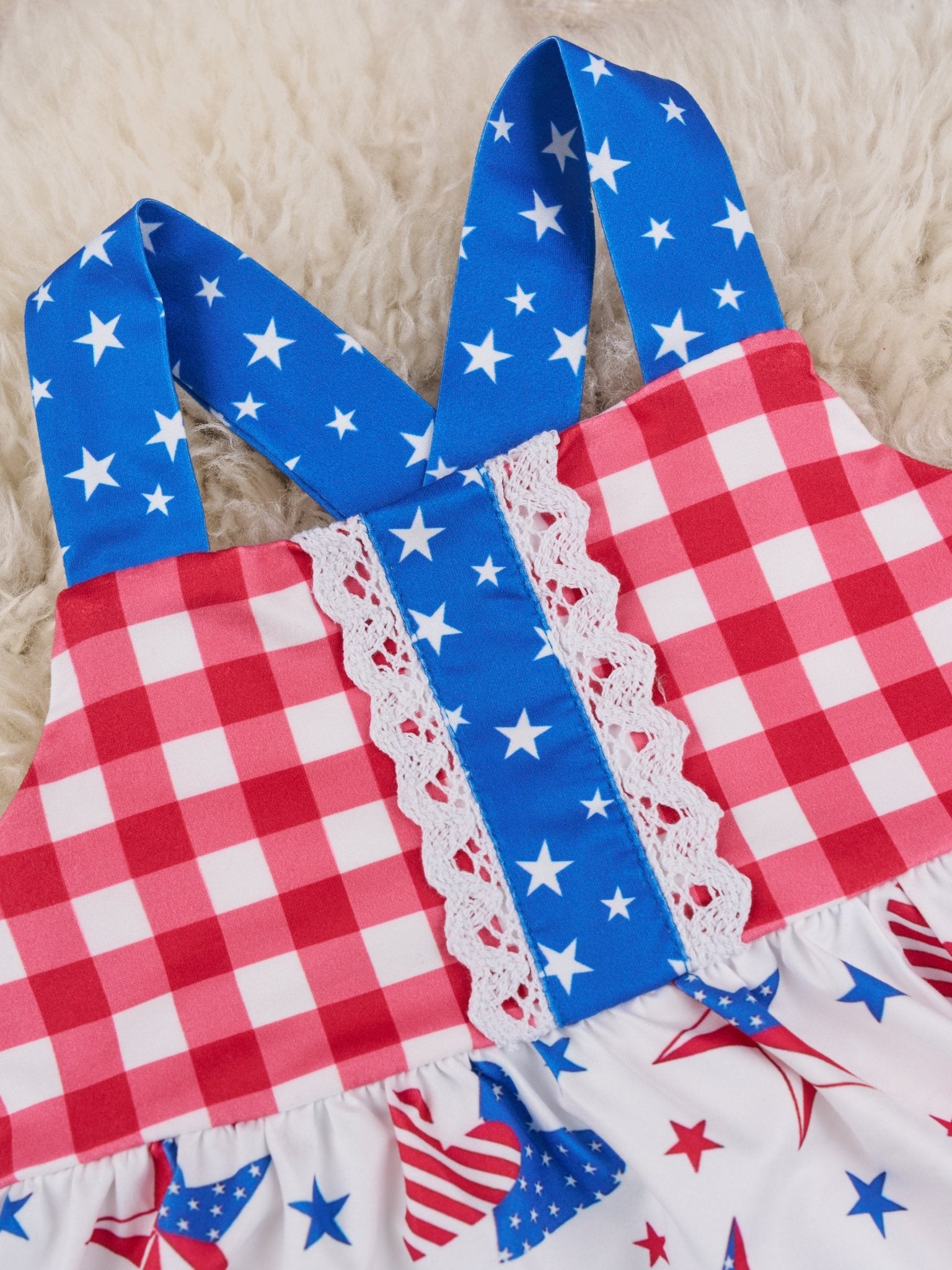 Stars & Stripes Heart Ruffle Dress - Marie Nicole Clothing