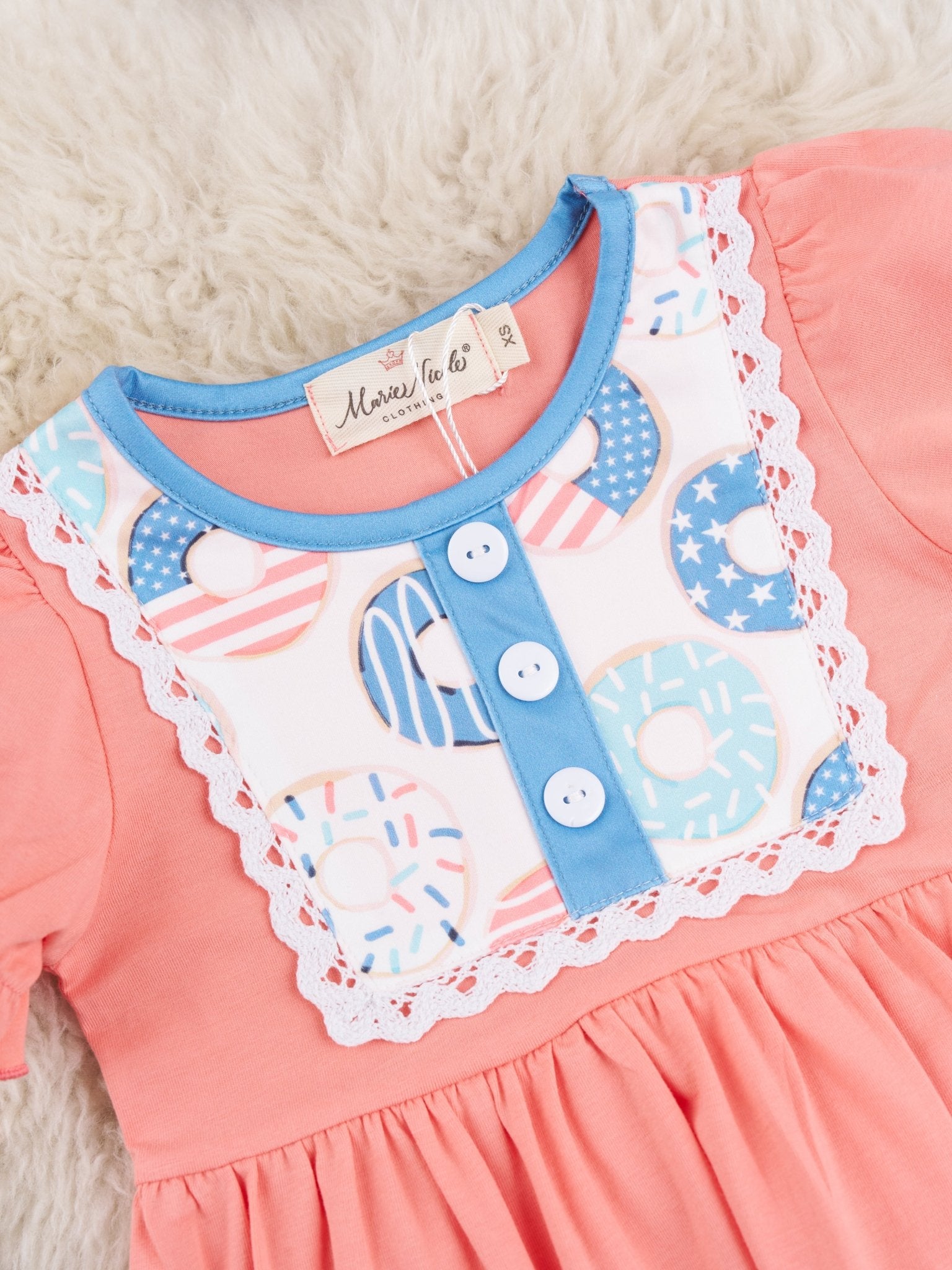 Patriotic Donut Ruffle Dress - Marie Nicole Clothing