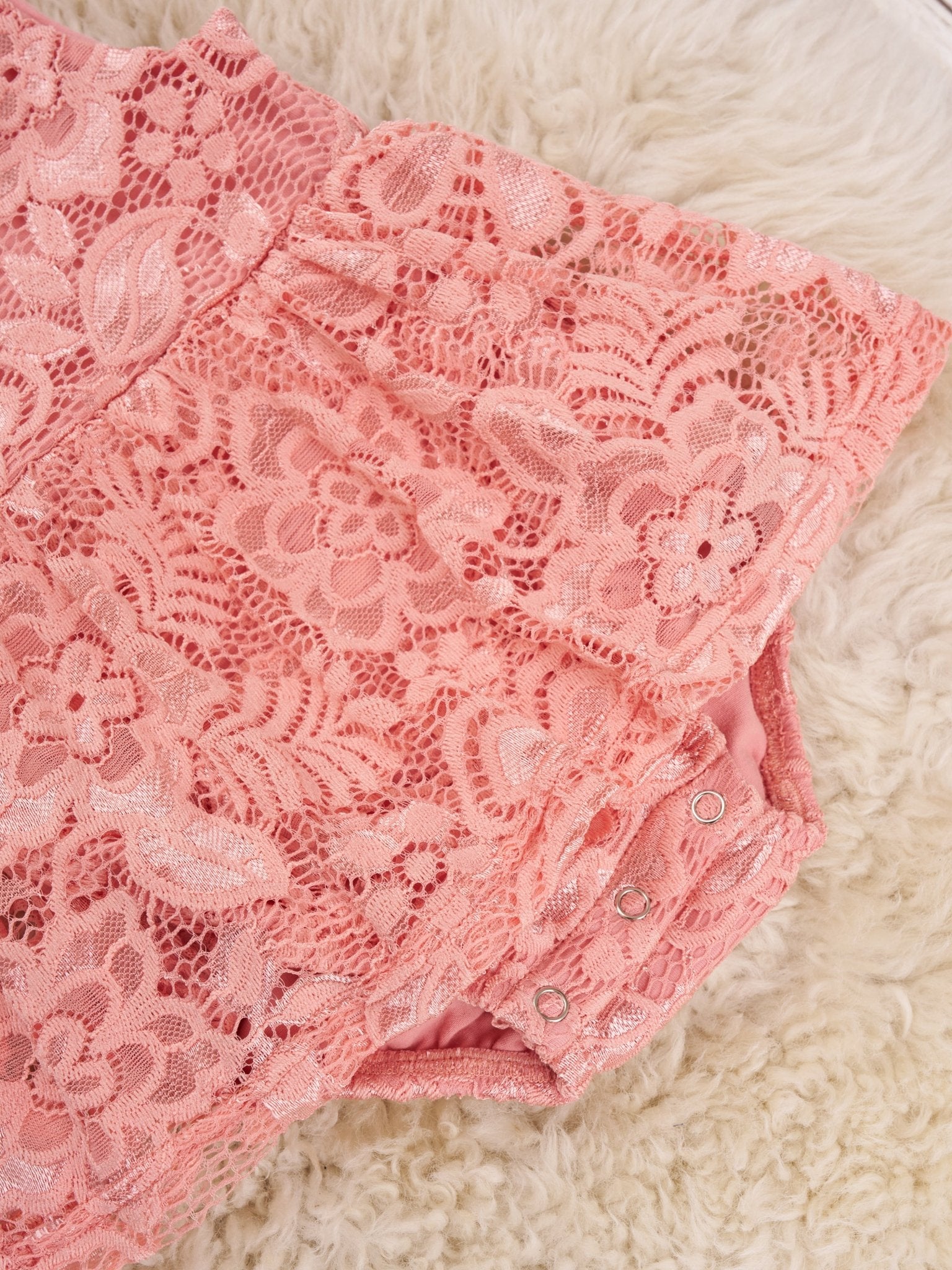 Mauve Floral Lace Tie Tank Dressy Bubble Romper - Marie Nicole Clothing
