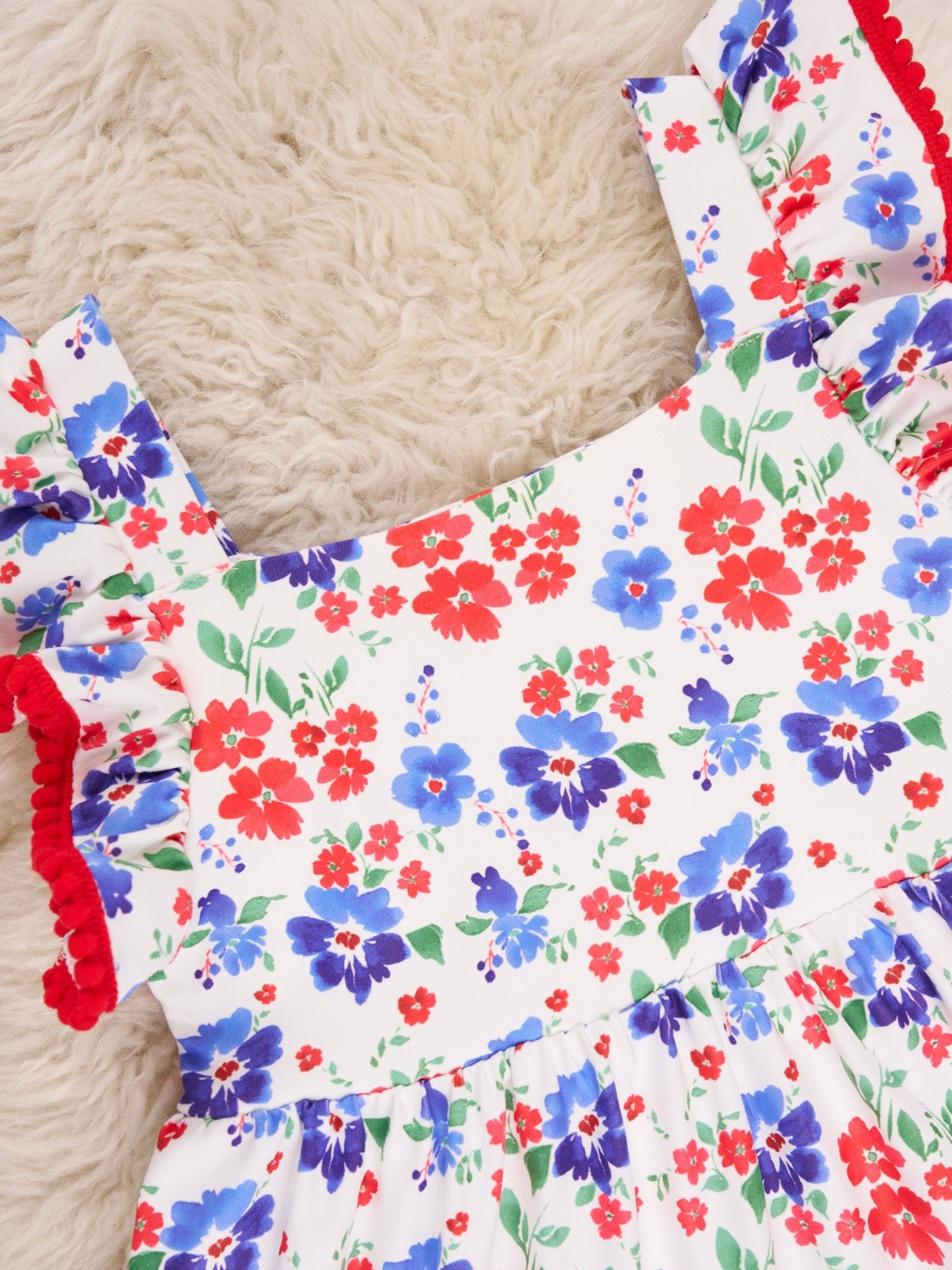 Red White & Blue Poppy Ruffle Dress - Marie Nicole Clothing