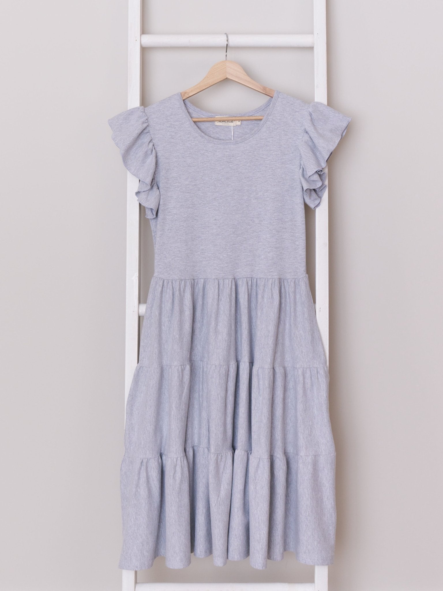Mom & Me Grey Tiered Ruffle Dress - Marie Nicole Clothing