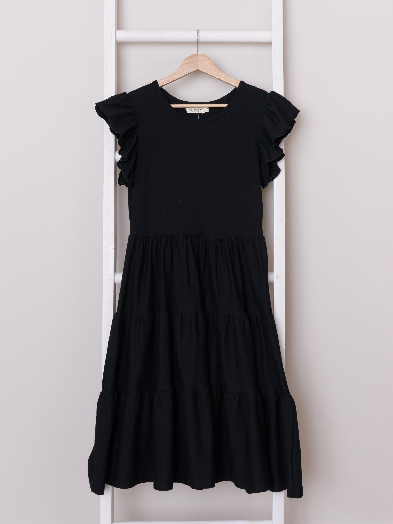 Mom & Me Black Tiered Ruffle Dress - Marie Nicole Clothing