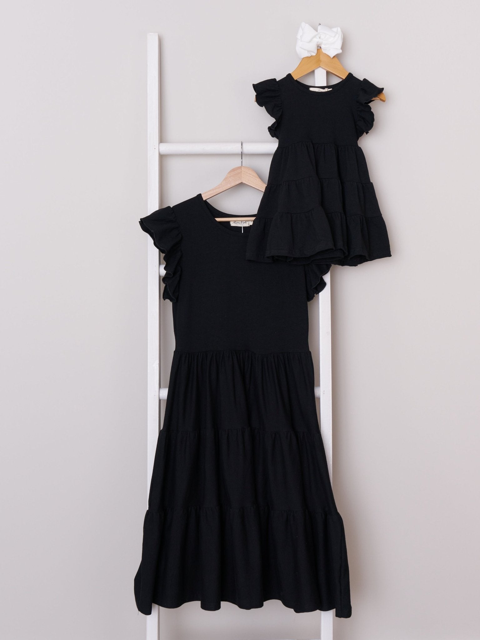 Mom & Me Black Tiered Ruffle Dress - Marie Nicole Clothing