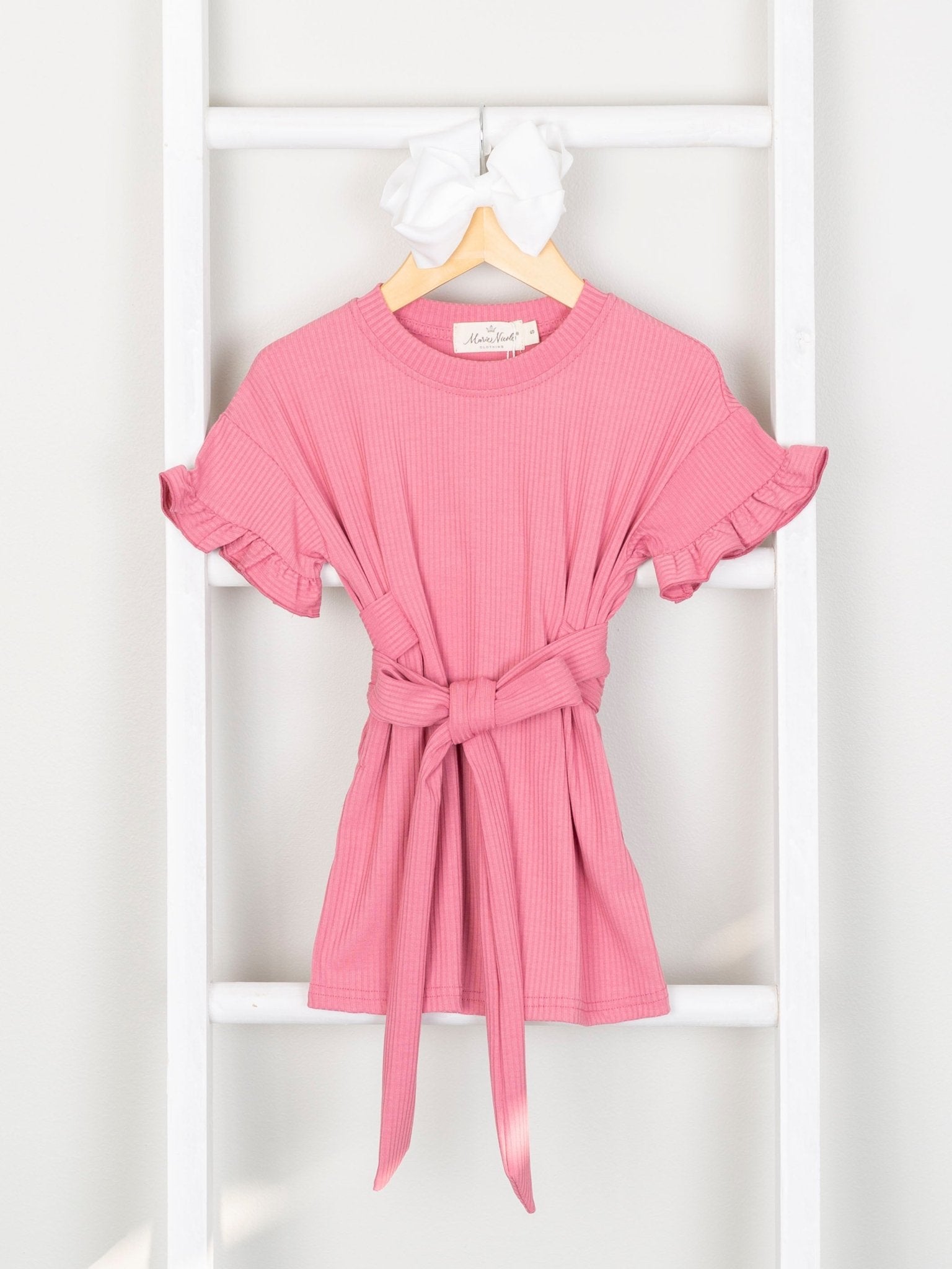 Mom & Me Rouge Pink Ribbed Ruffle Dress & Bubble - Marie Nicole Clothing