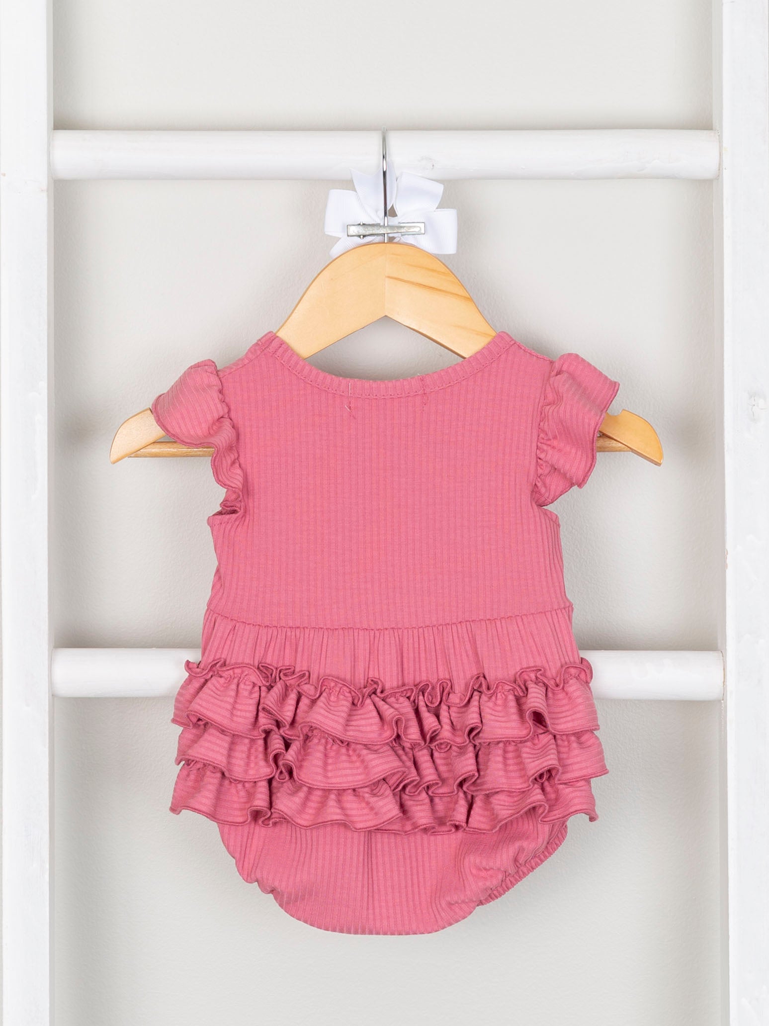 Mom & Me Rouge Pink Ribbed Ruffle Dress & Bubble - Marie Nicole Clothing