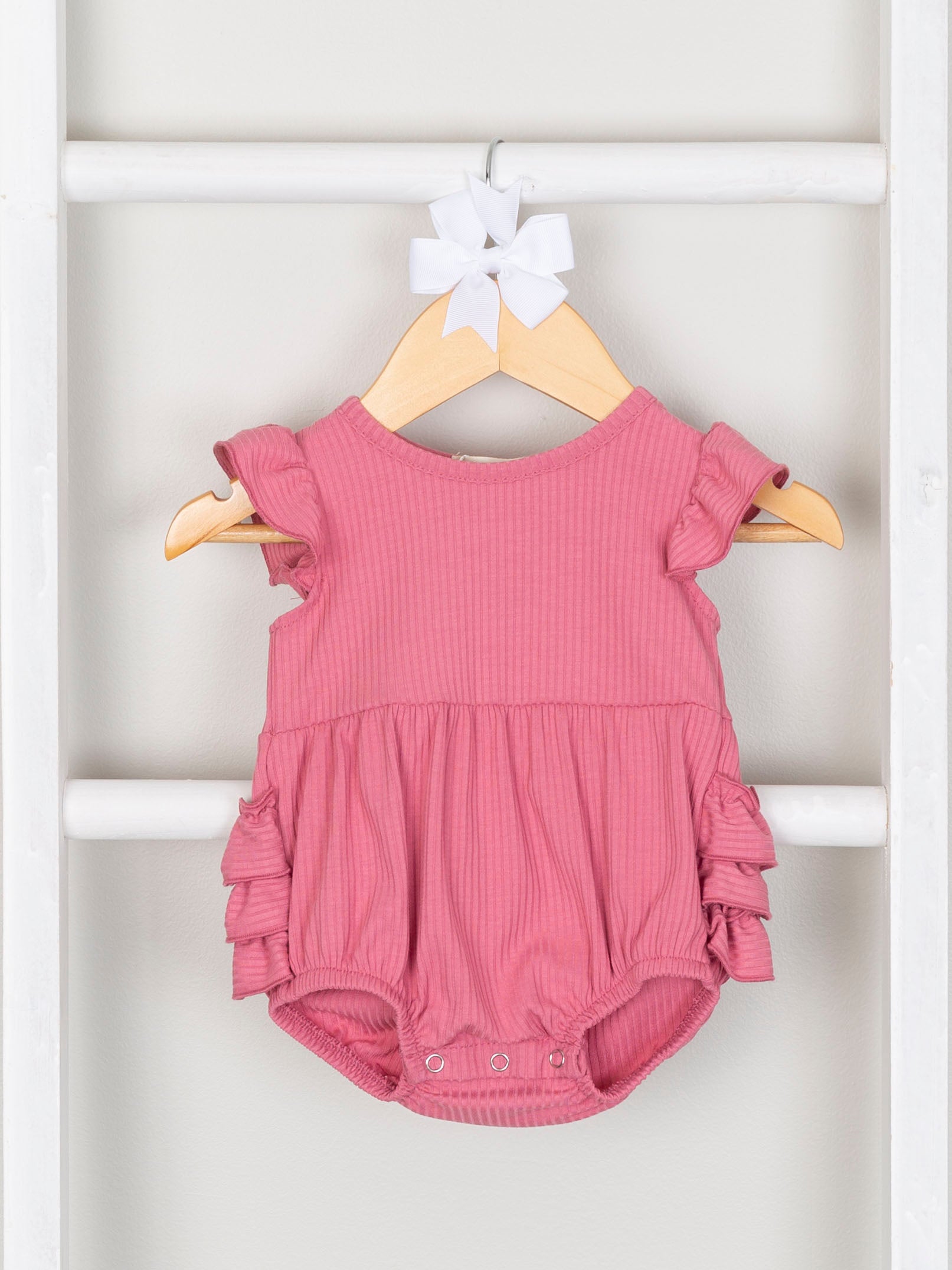 Mom & Me Rouge Pink Ribbed Ruffle Dress & Bubble - Marie Nicole Clothing