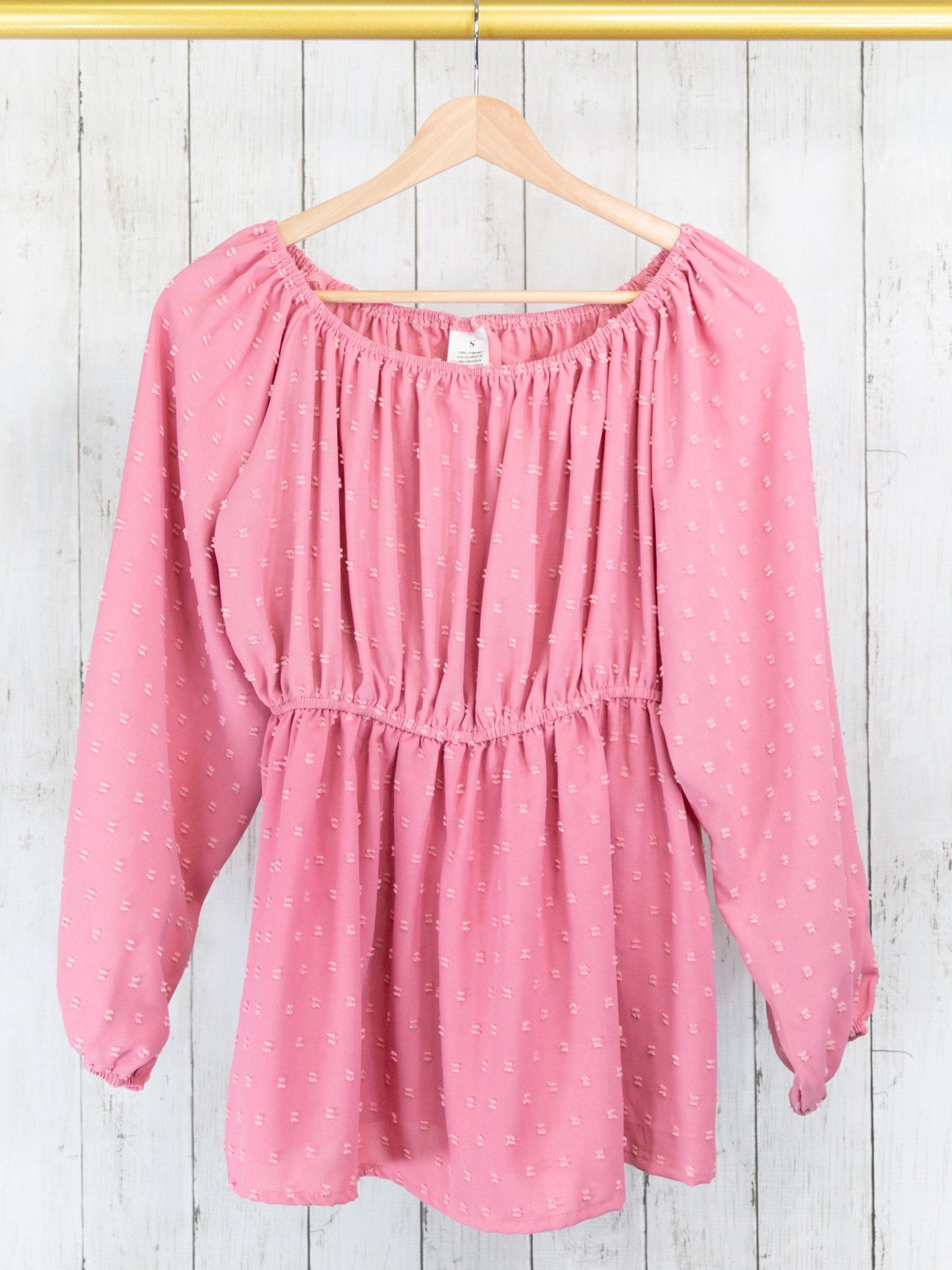 Mom & Me Dusty Rose Swiss Dot Off Shoulder Top - Marie Nicole Clothing