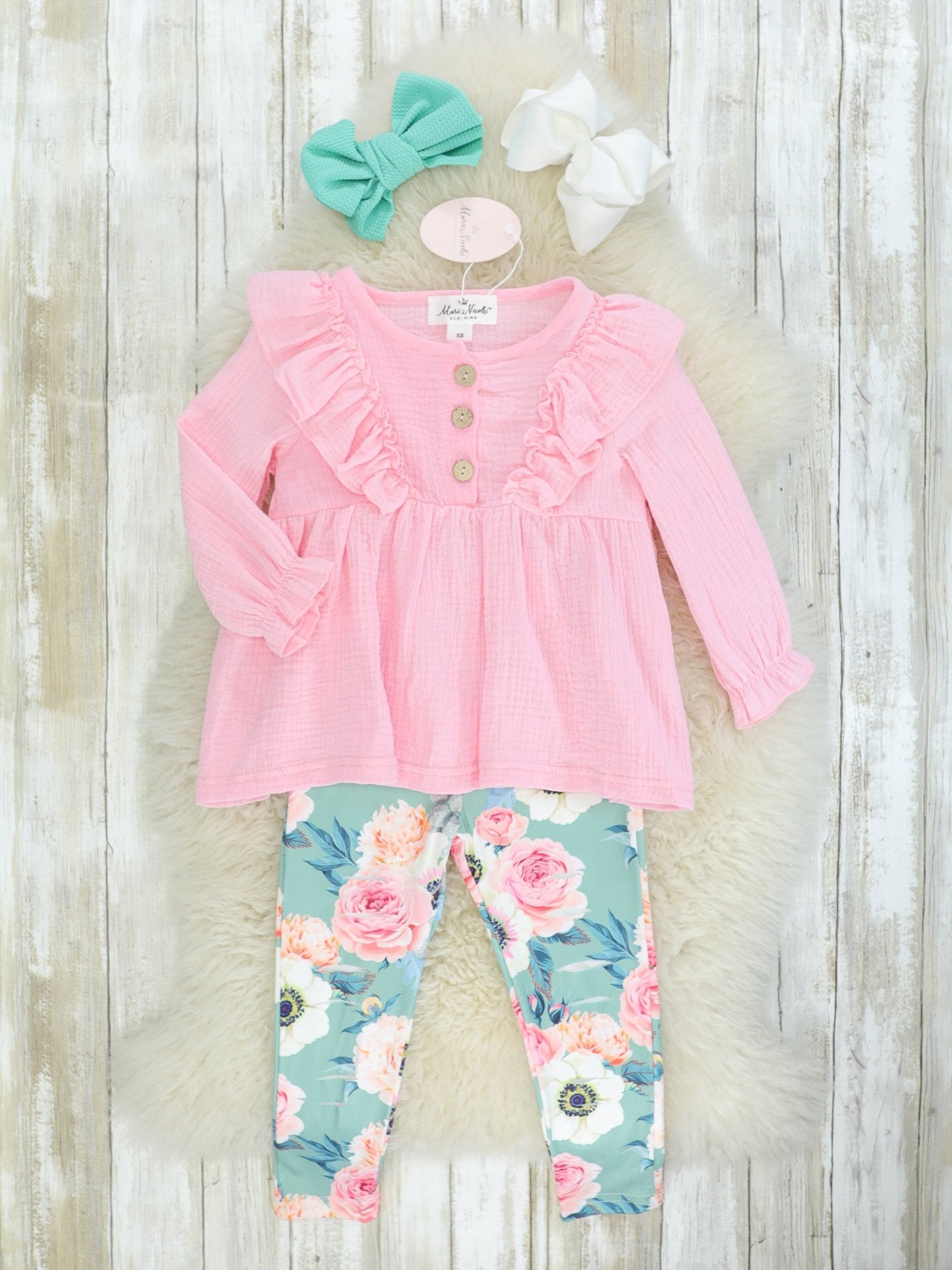 Soft Pink Anemone Ruffle Outfit - Marie Nicole Clothing