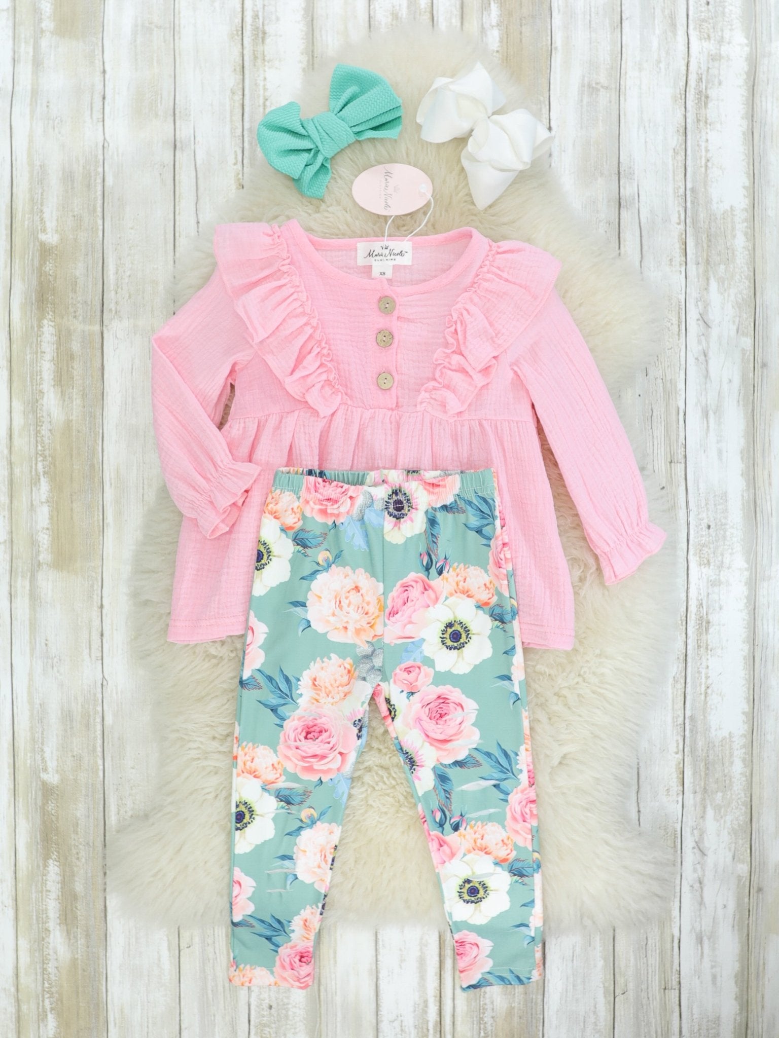 Soft Pink Anemone Ruffle Outfit - Marie Nicole Clothing