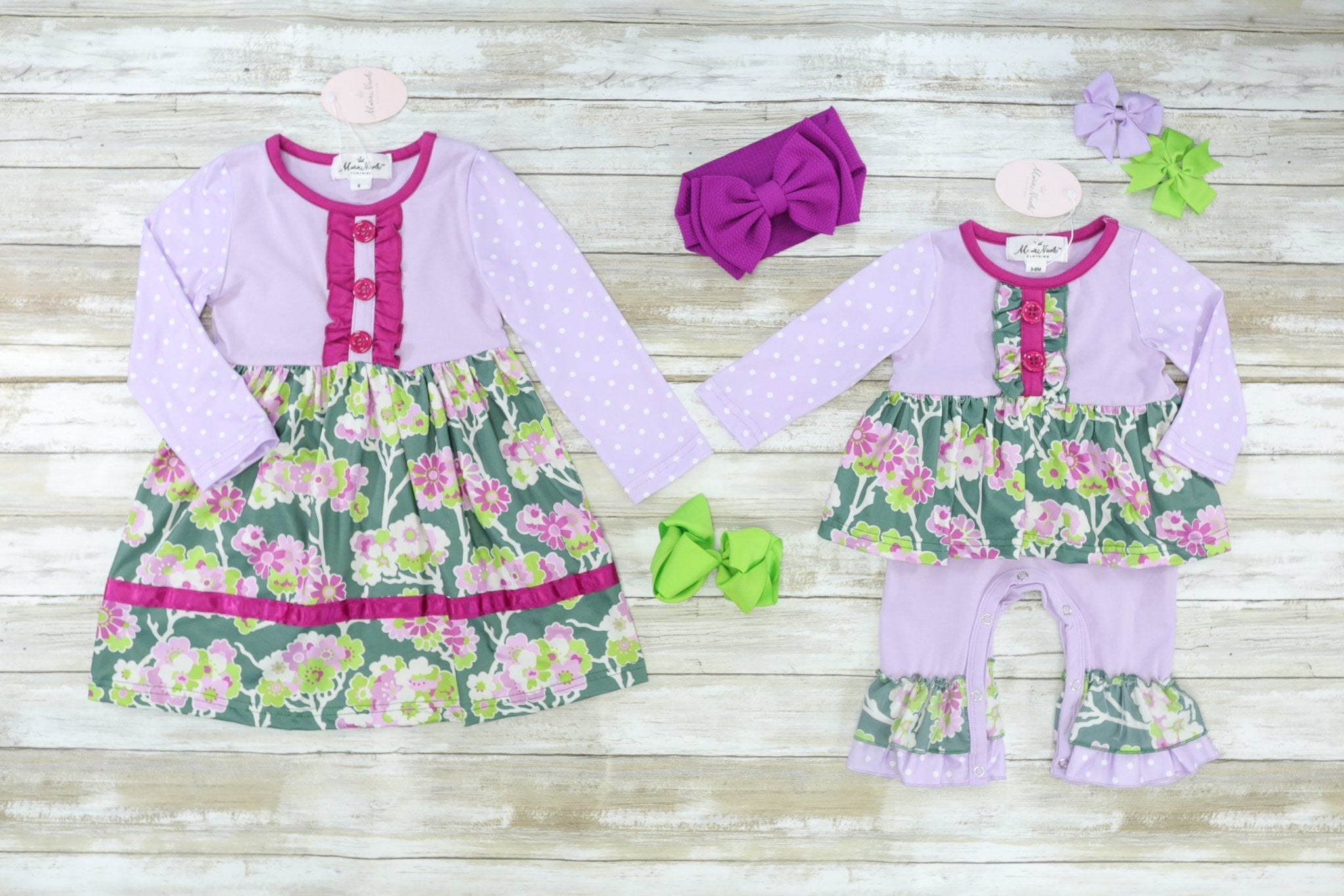 Purple & Green Floral Dress - Marie Nicole Clothing