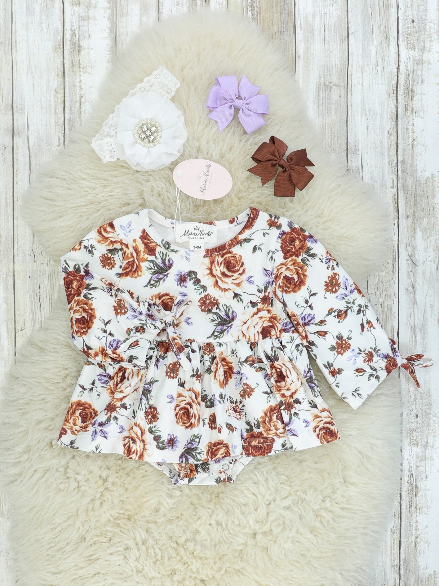 Rustic Roses Dress Bubble Romper - Marie Nicole Clothing