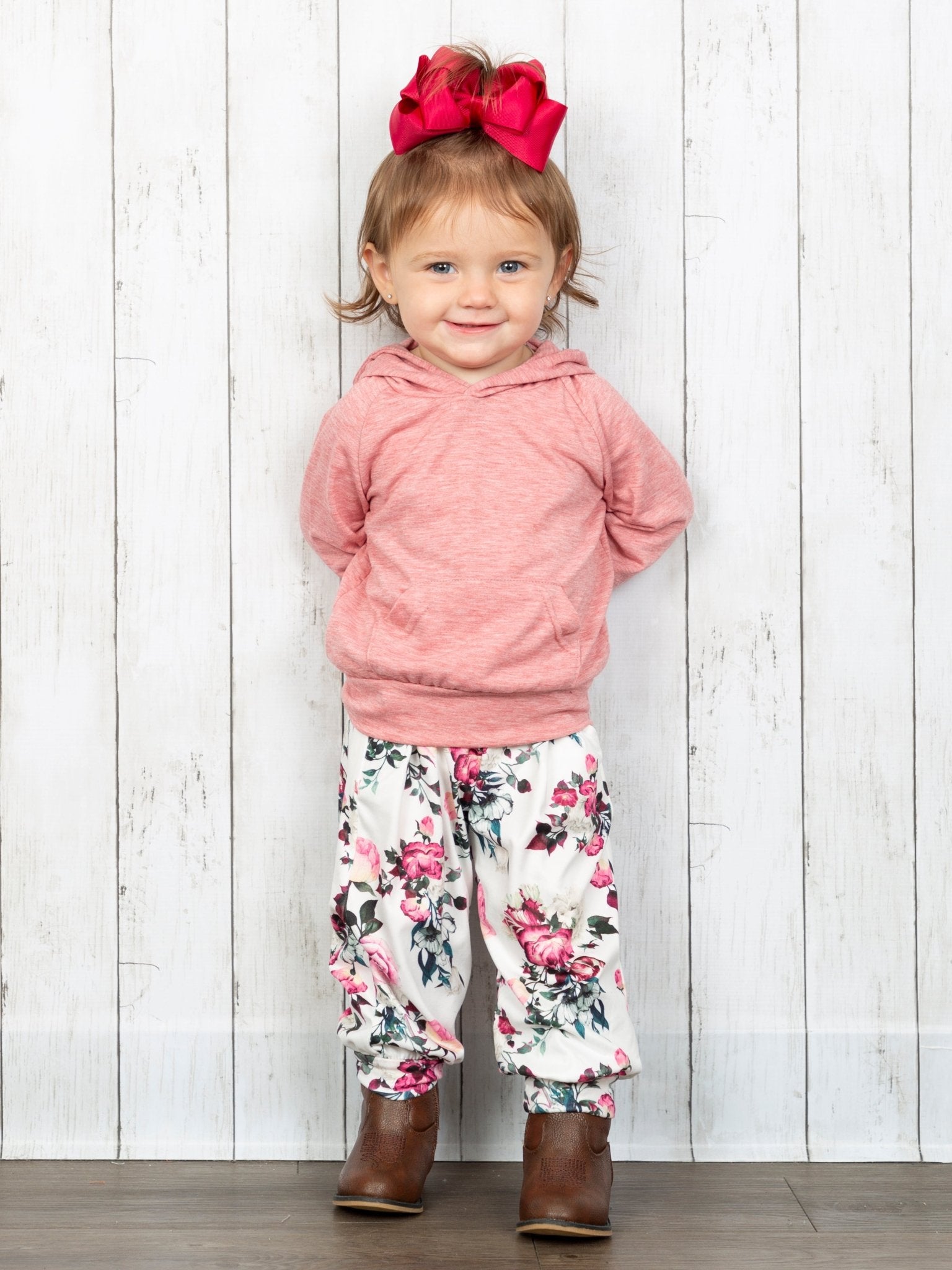 Pink Hoodie & Floral Joggers Outfit - Marie Nicole Clothing