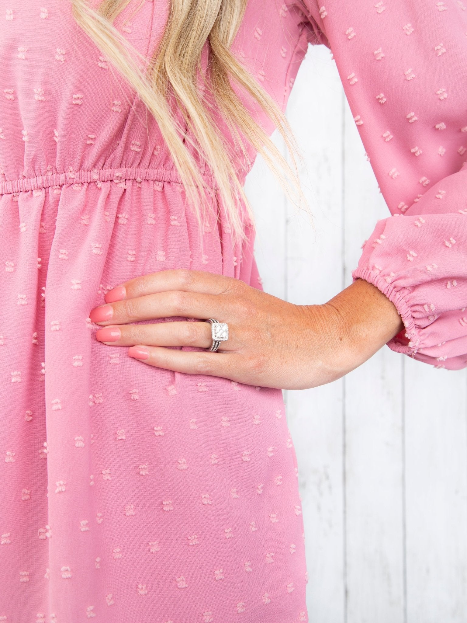Mom & Me Dusty Rose Swiss Dot Off Shoulder Top - Marie Nicole Clothing