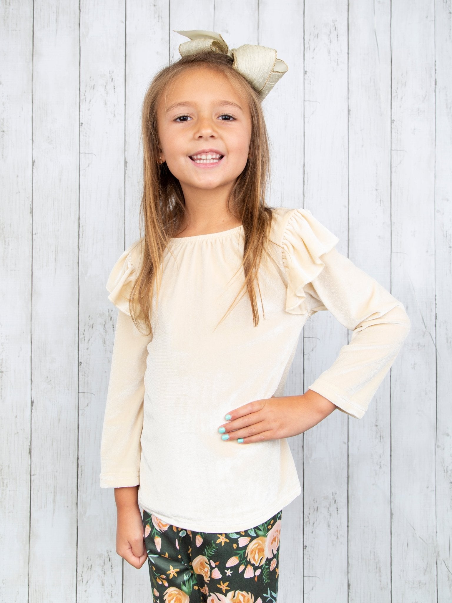 Olive Floral Bell Bottom Outfit - Marie Nicole Clothing