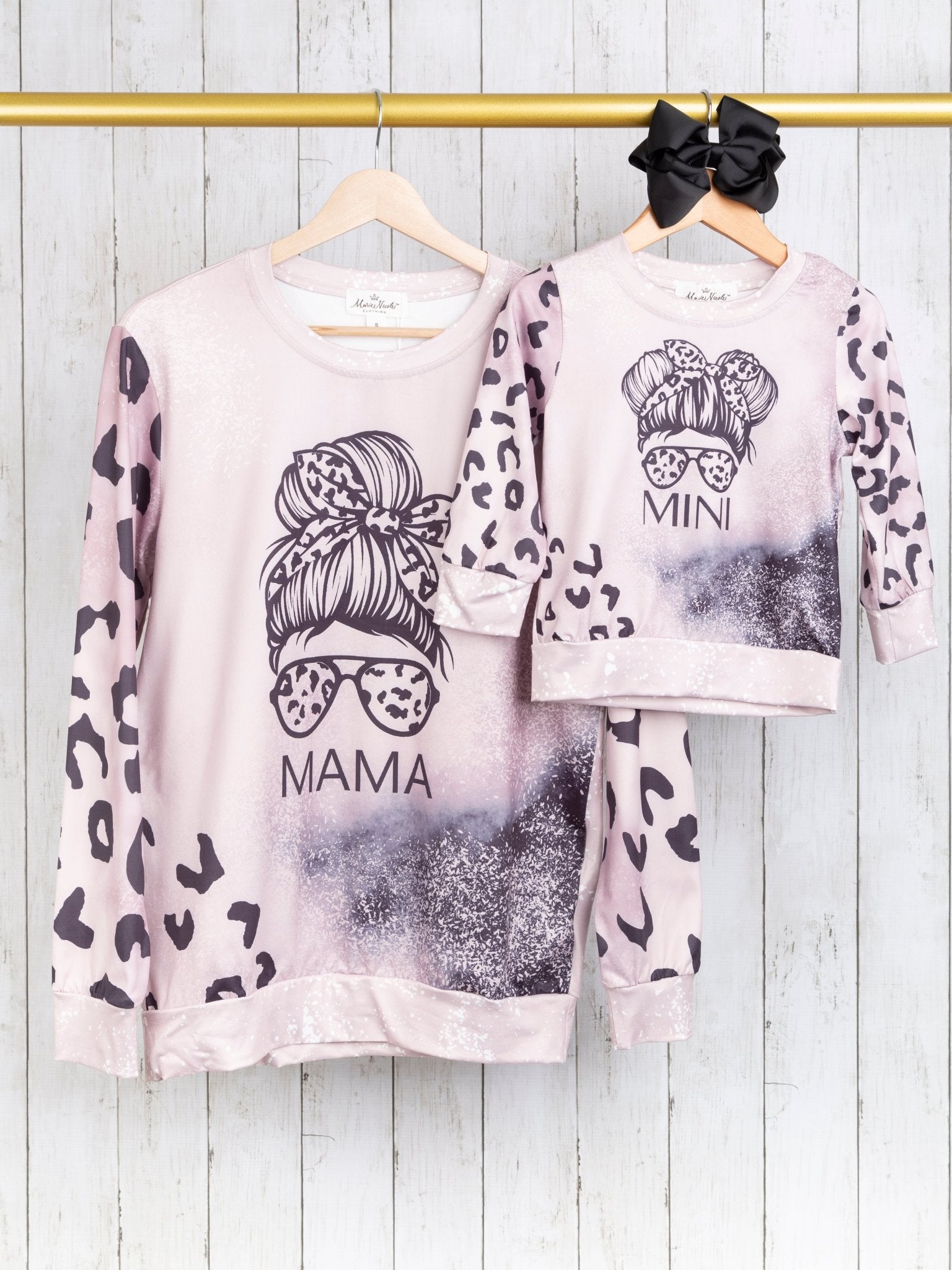 Mama & Mini Soft Pink Leopard Pullover - Marie Nicole Clothing