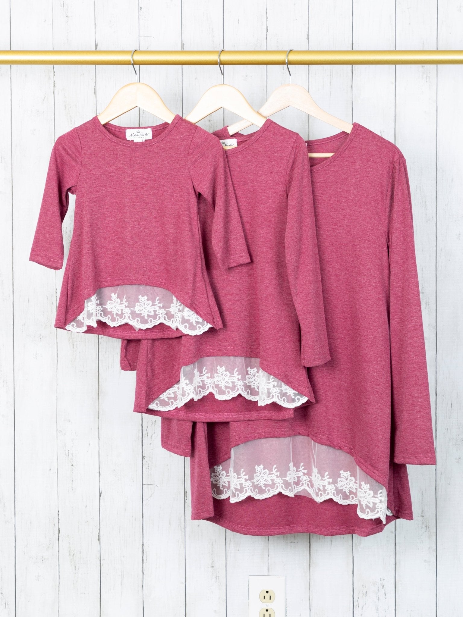 Mom & Me Burgundy Lace Swing Top - Marie Nicole Clothing