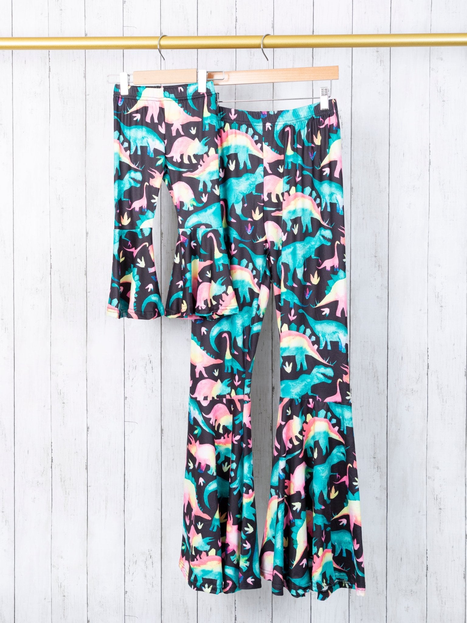 Mom & Me Rainbow Dinosaur Bell Bottoms - Marie Nicole Clothing