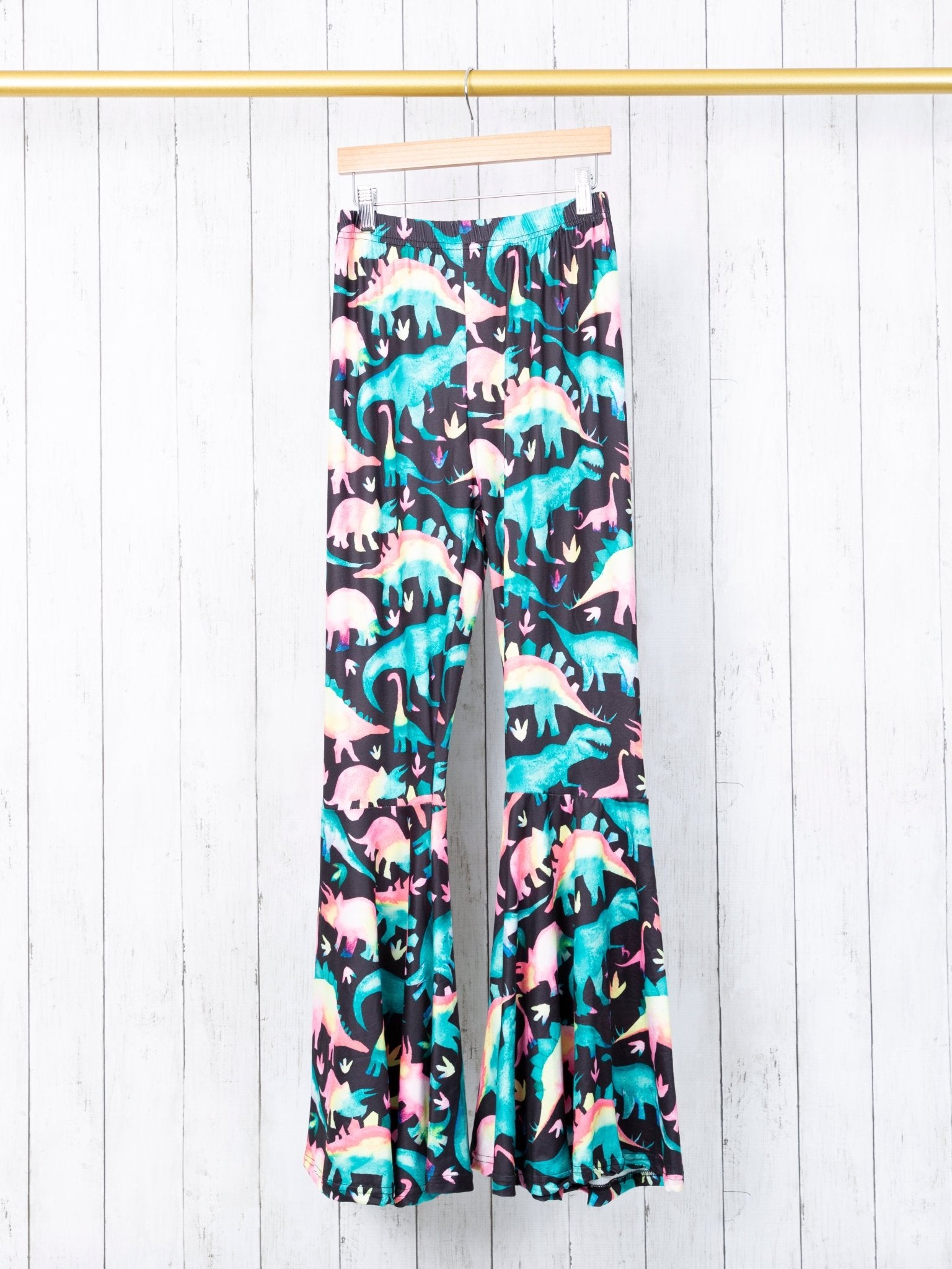 Mom & Me Rainbow Dinosaur Bell Bottoms - Marie Nicole Clothing