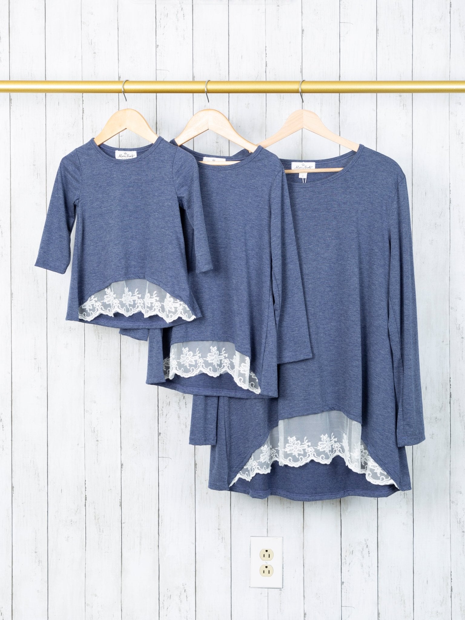 Mom & Me Navy Blue Lace Swing Top - Marie Nicole Clothing