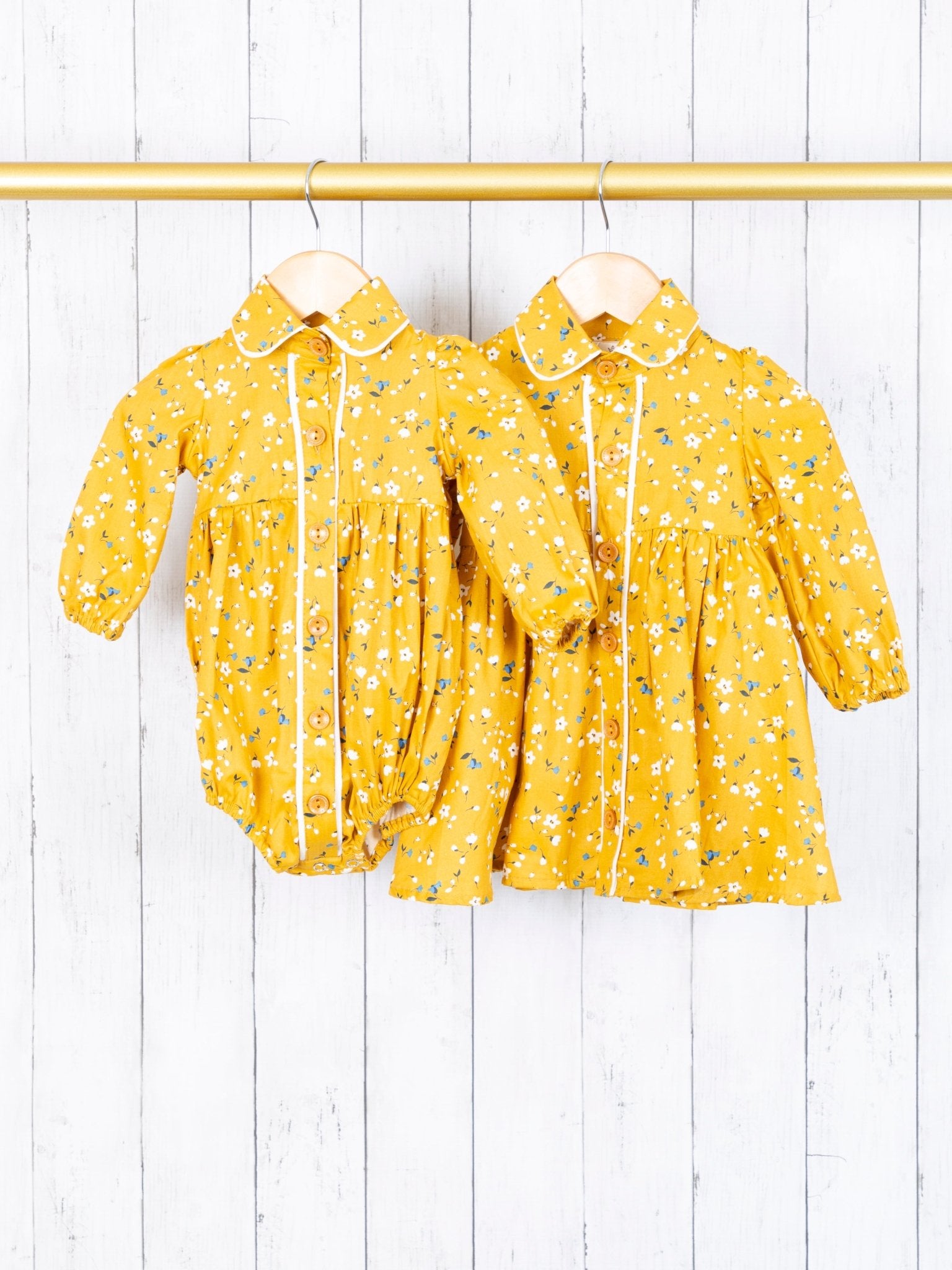 Dainty Floral Mustard Romper - Marie Nicole Clothing