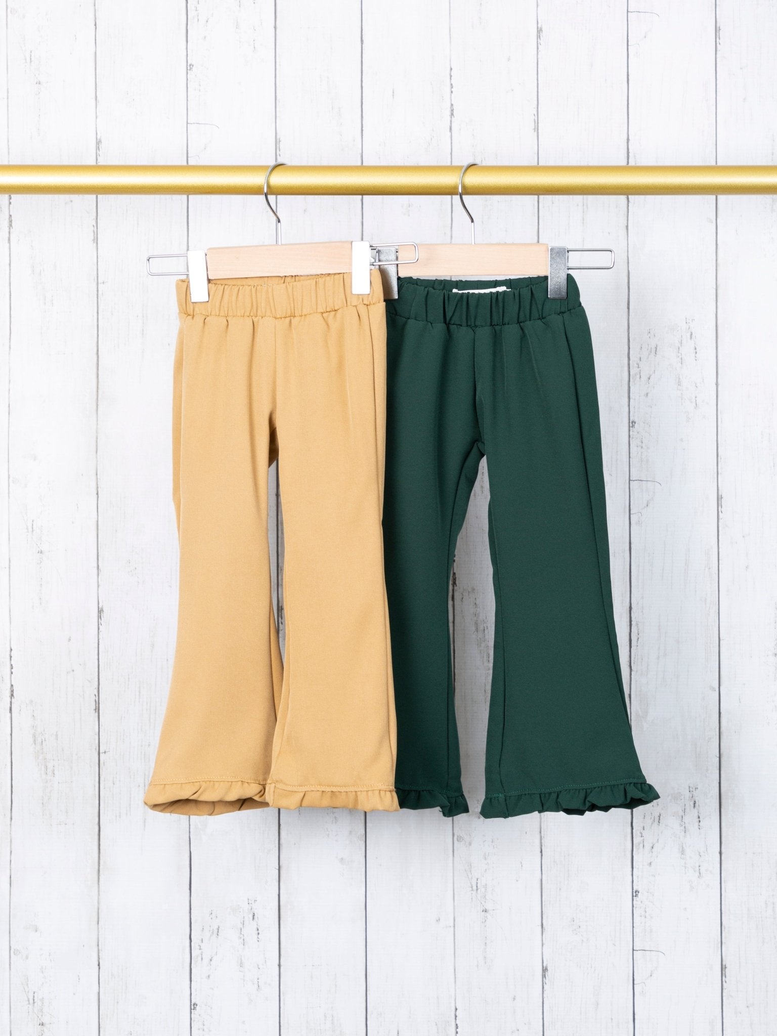Tan Ruffle Bell Bottoms - Marie Nicole Clothing