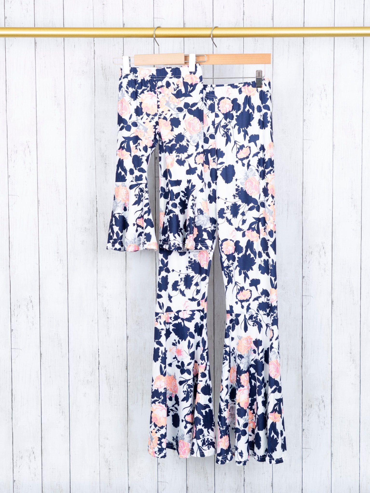 Mom & Me Coral Floral Bell Bottoms - Marie Nicole Clothing