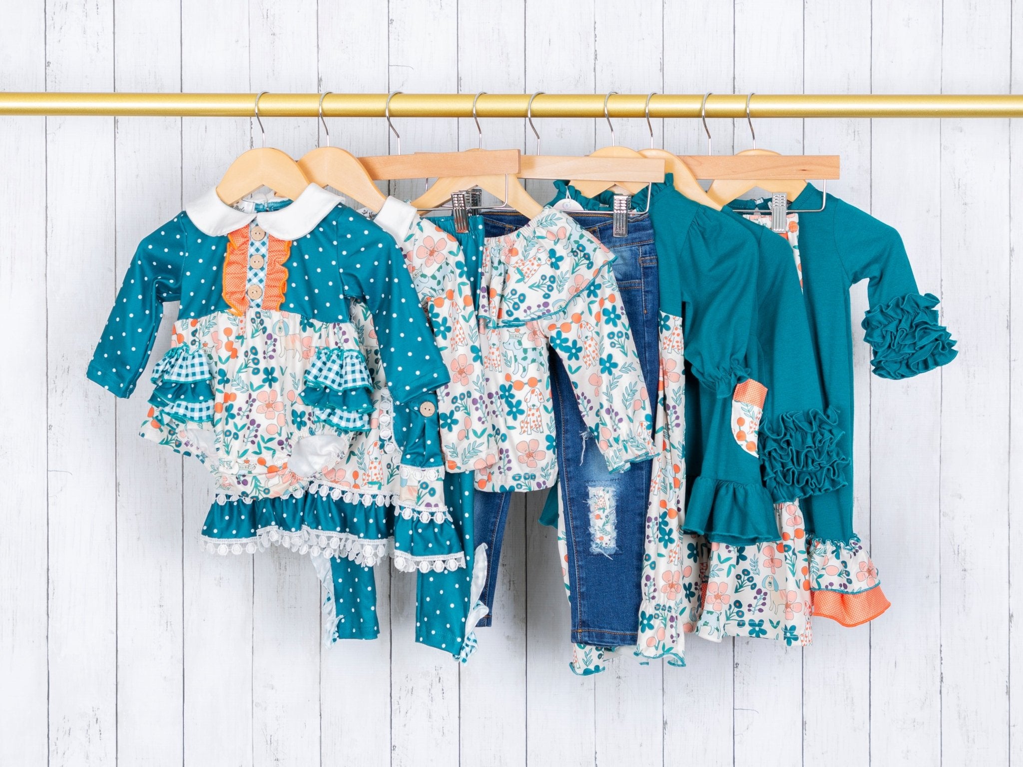 MNC Royal Pups™ - Round Ruffle Denim Outfit - Marie Nicole Clothing