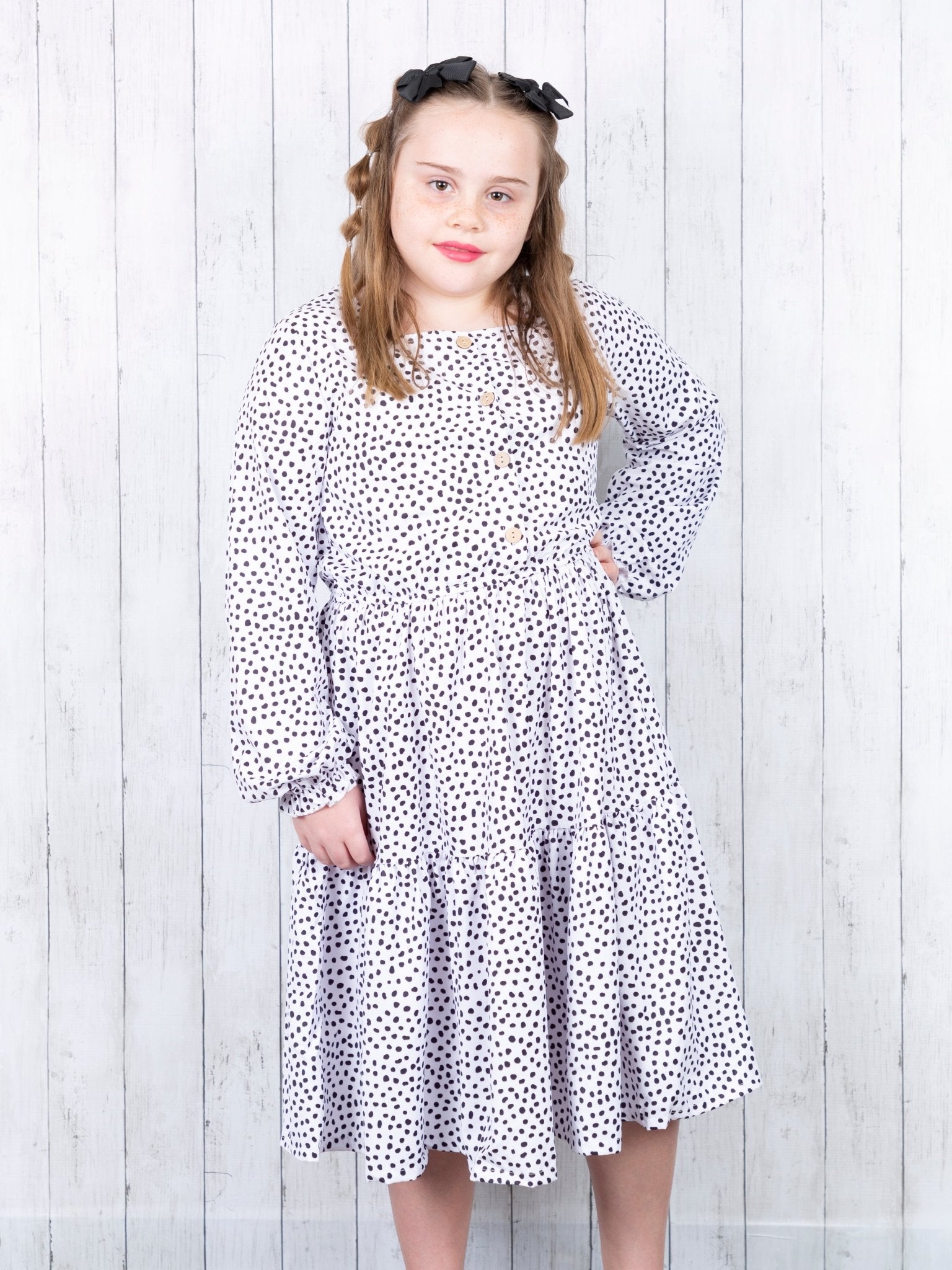 Pre - Teen Dalmatian Tiered Dress - Marie Nicole Clothing