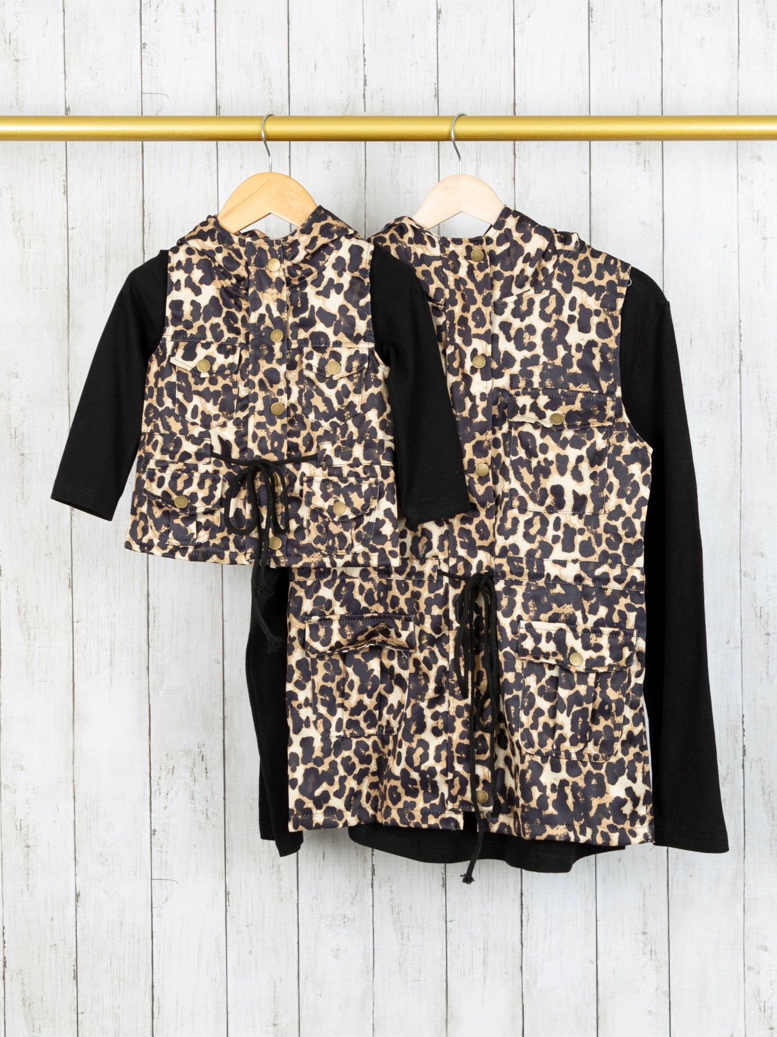 Mom & Me Leopard Hooded Vest - Marie Nicole Clothing