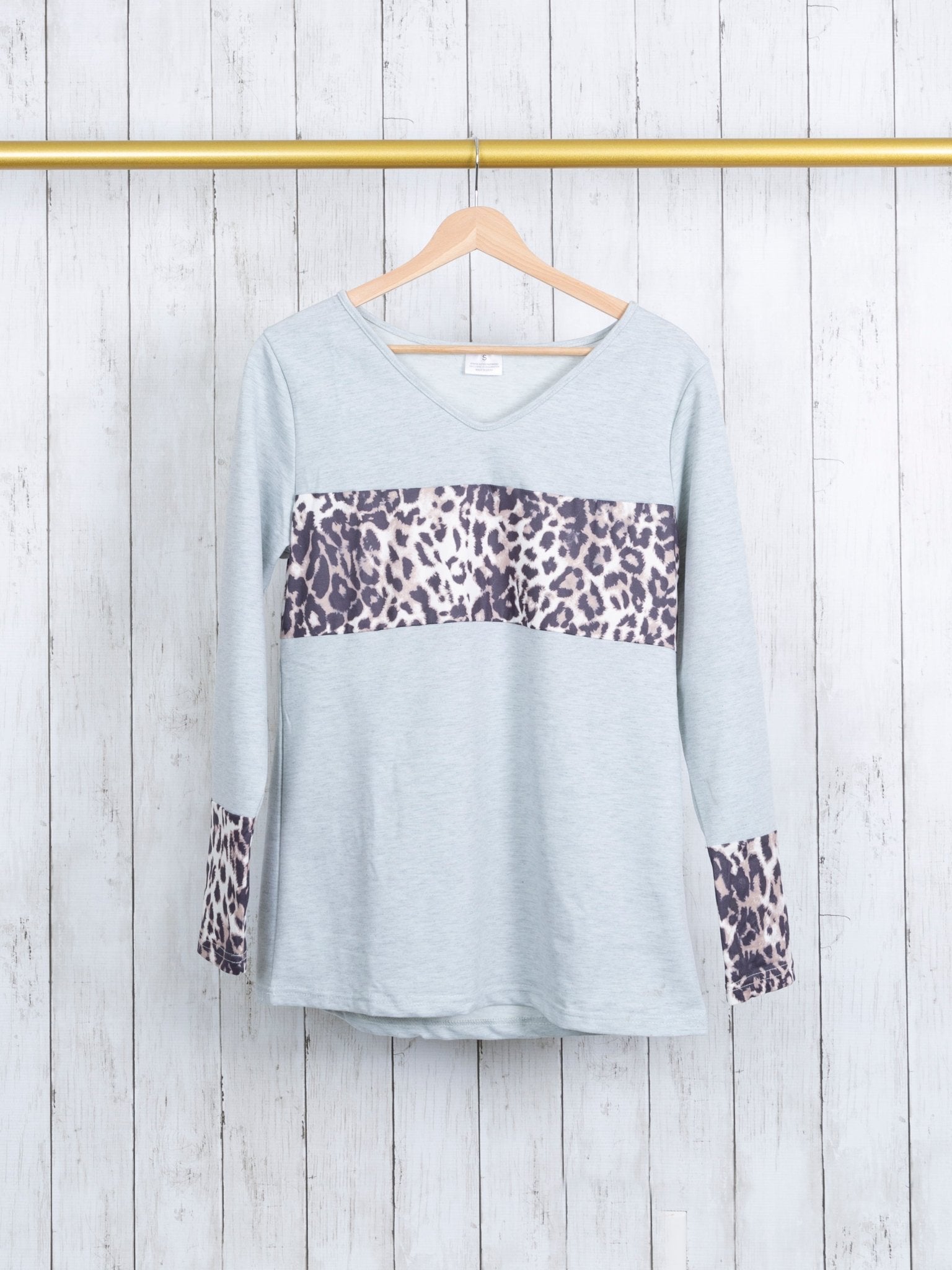 Mom & Me Grey Leopard Colorblock Top - Marie Nicole Clothing
