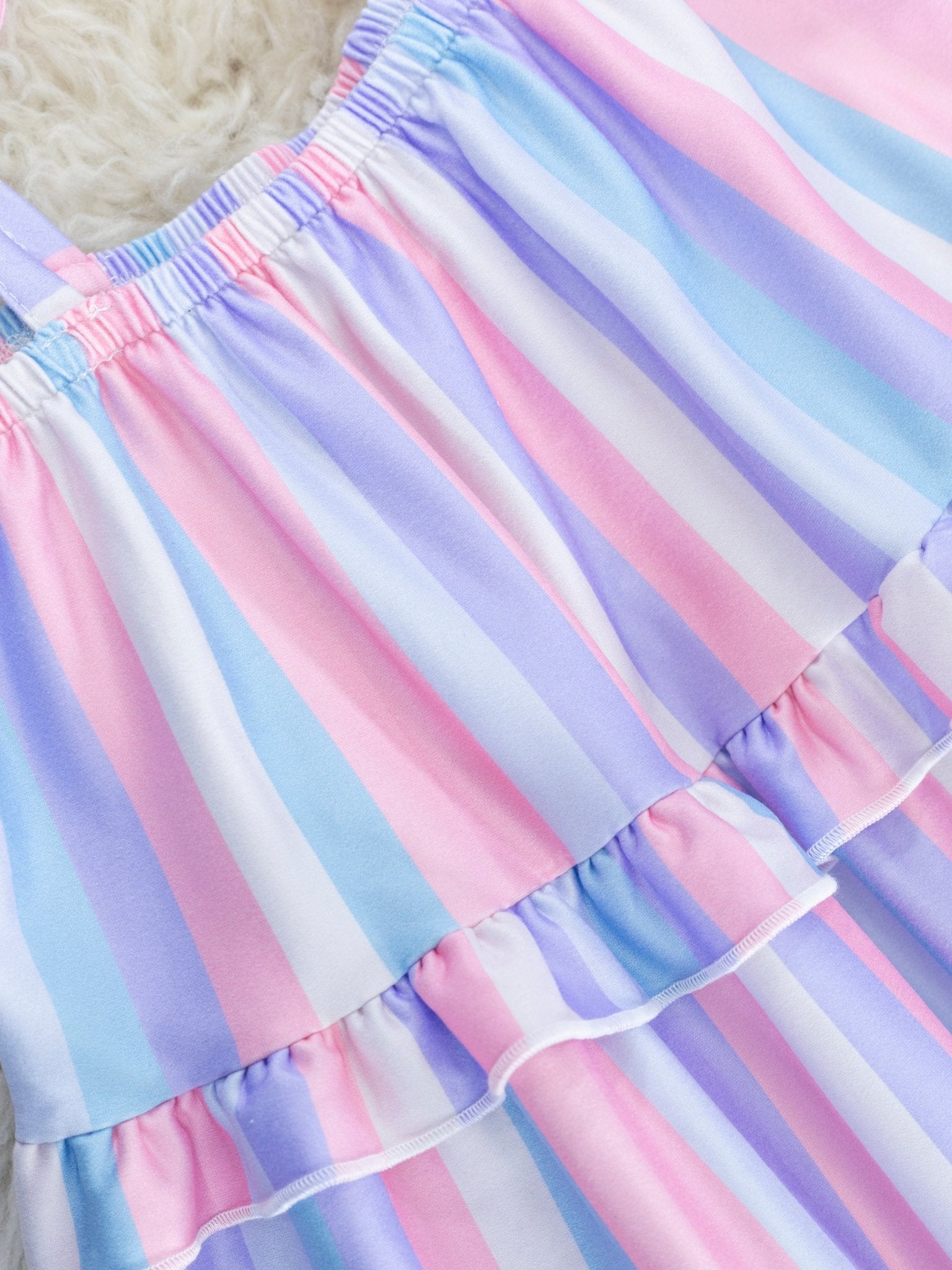 Mauve & Lavender Striped Tiered Tie Dress - Marie Nicole Clothing