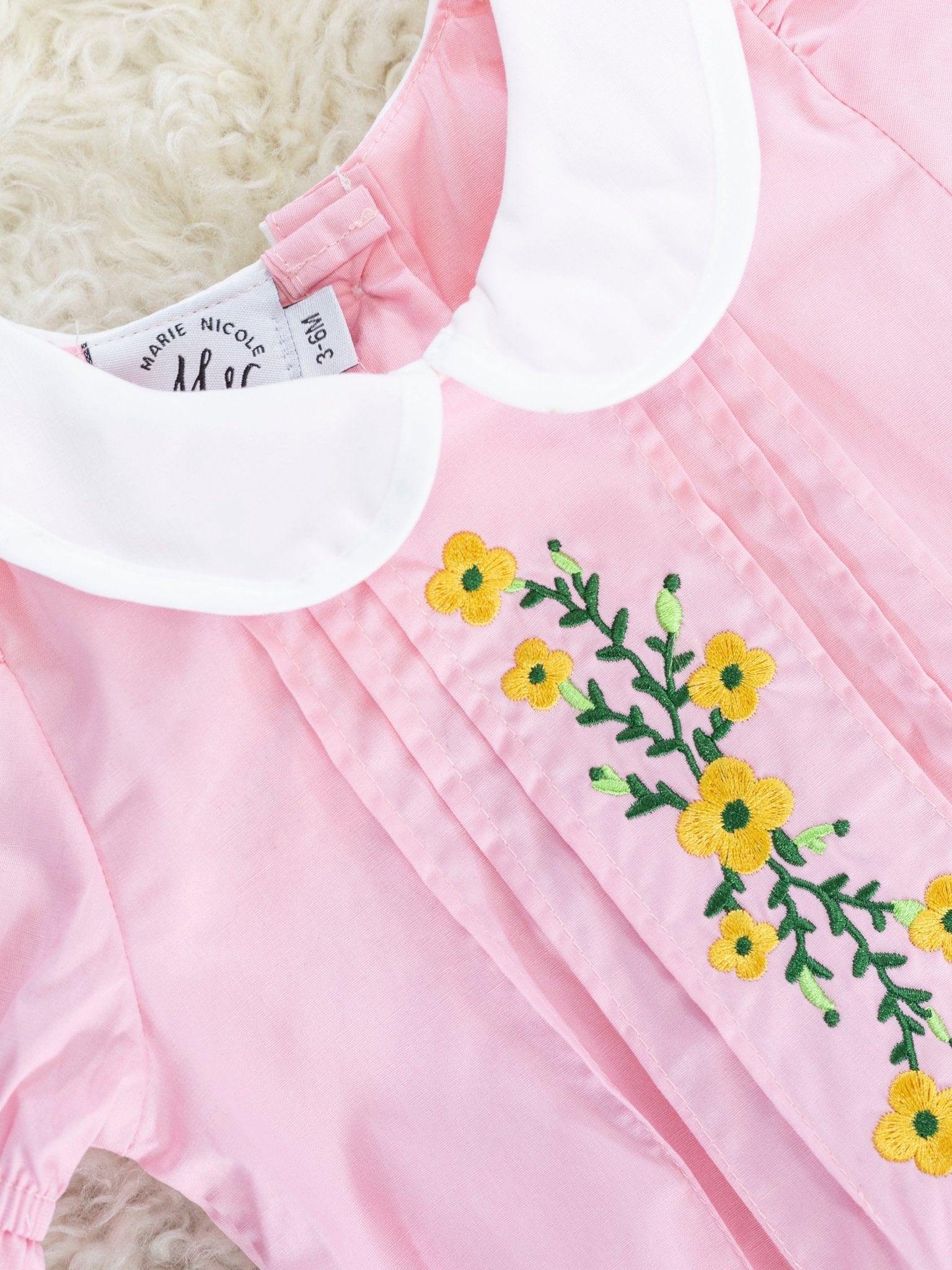 Pink Vintage Poppy Bubble Romper - Marie Nicole Clothing