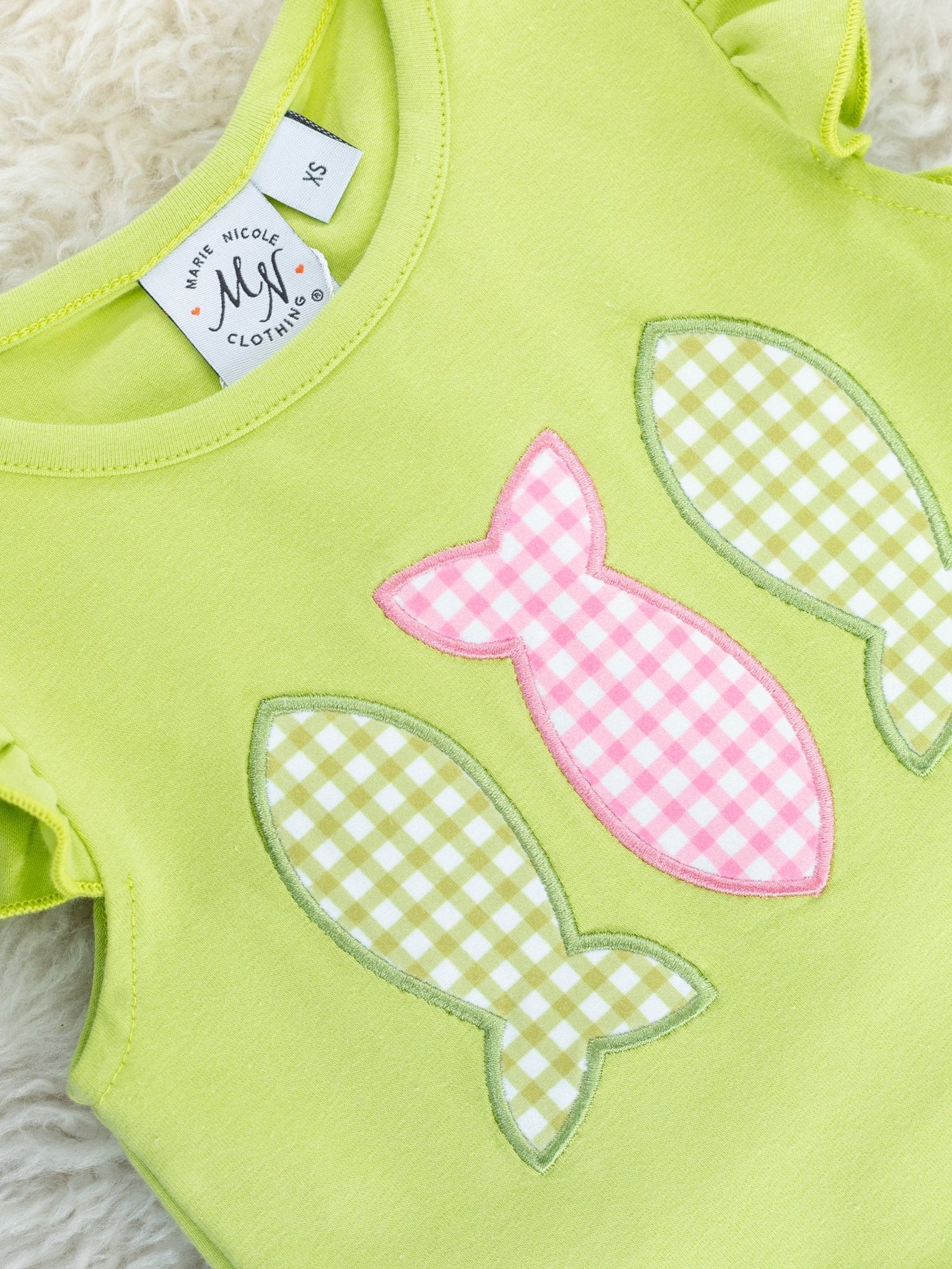 Green Gingham Fish Ruffle Outfit - Marie Nicole Clothing