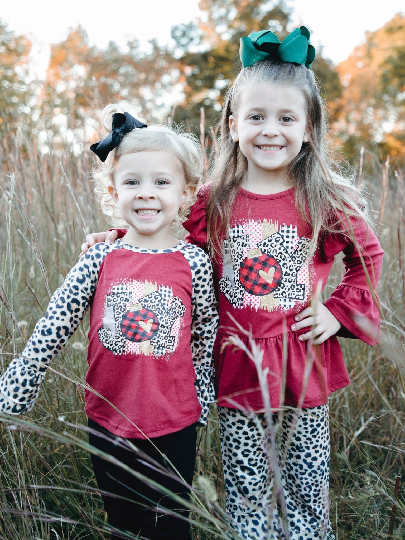 Burgundy "Joy" Leopard Ruffle Outfit - Marie Nicole Clothing