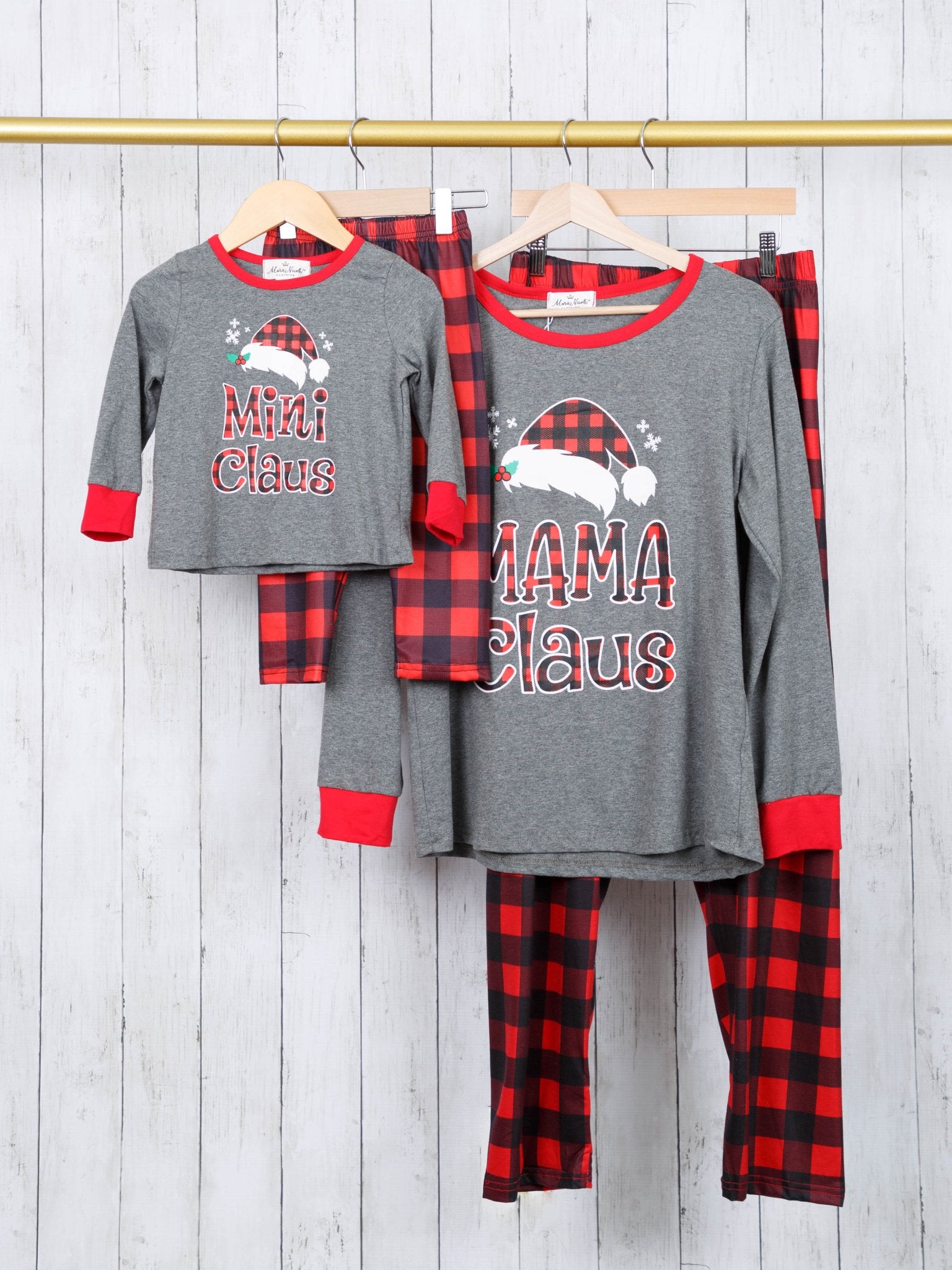 Mom & Me Grey Plaid Pajamas - Marie Nicole Clothing
