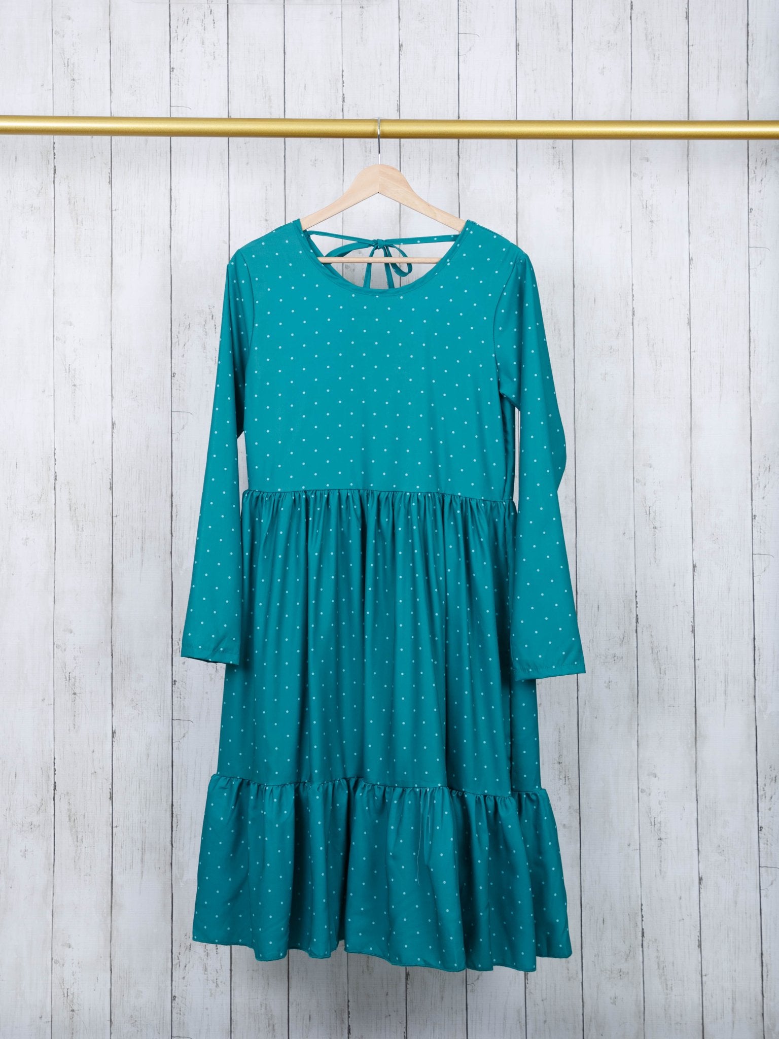 Mom & Me Teal Polka Dot Ruffle Tie Dress - Marie Nicole Clothing