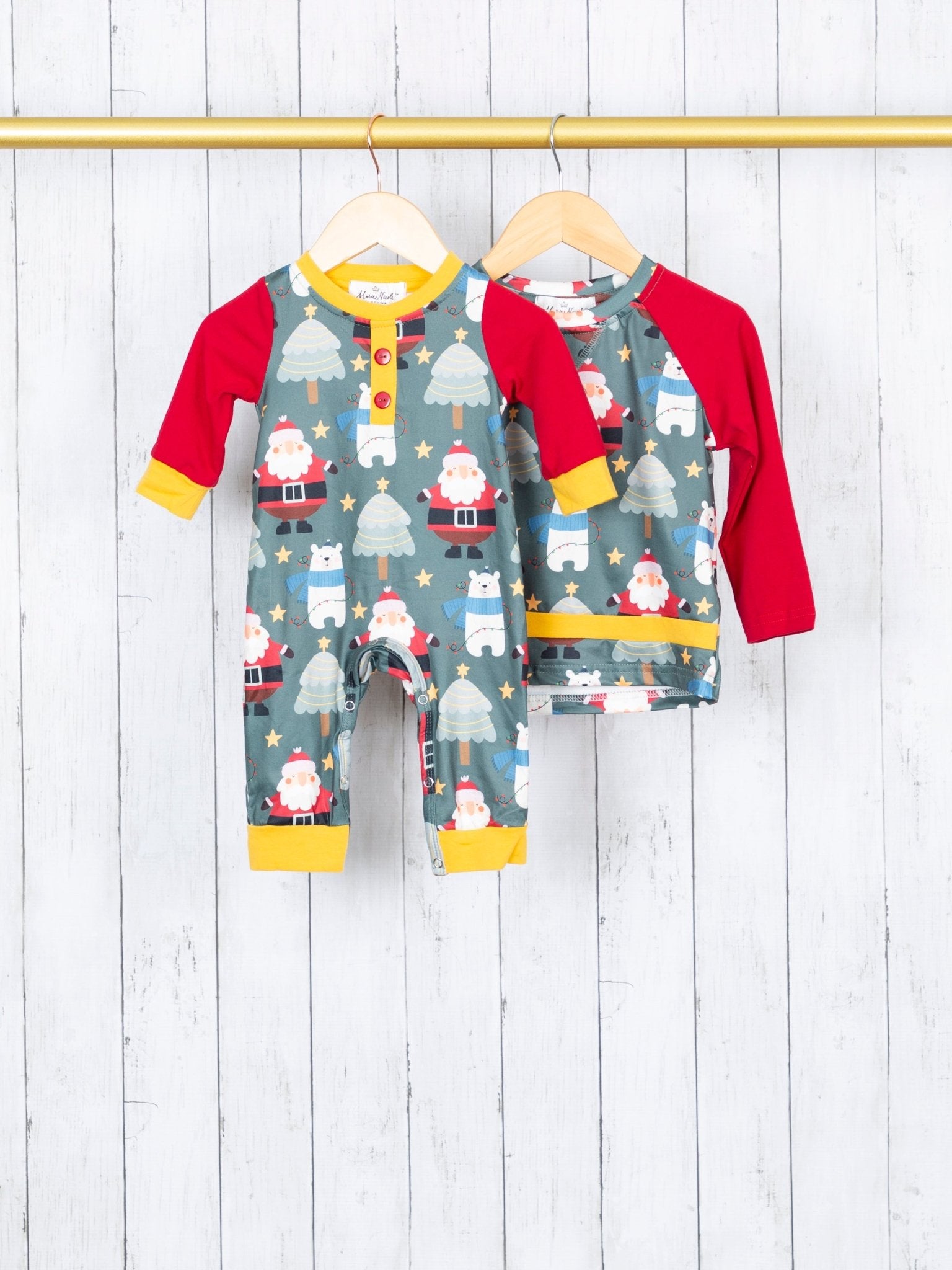 Green Santa Romper - Marie Nicole Clothing