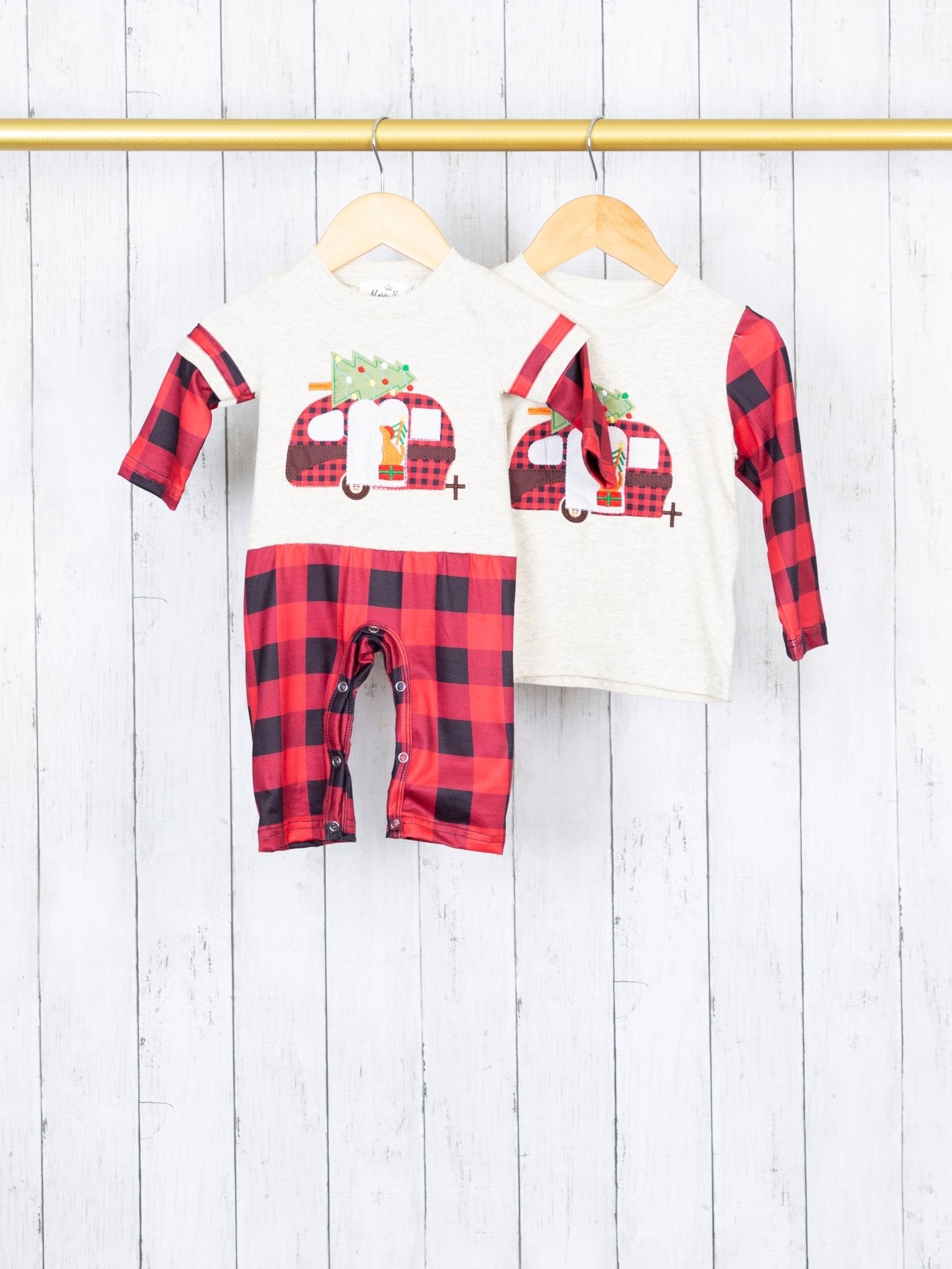 Buffalo Plaid Camper Romper - Marie Nicole Clothing