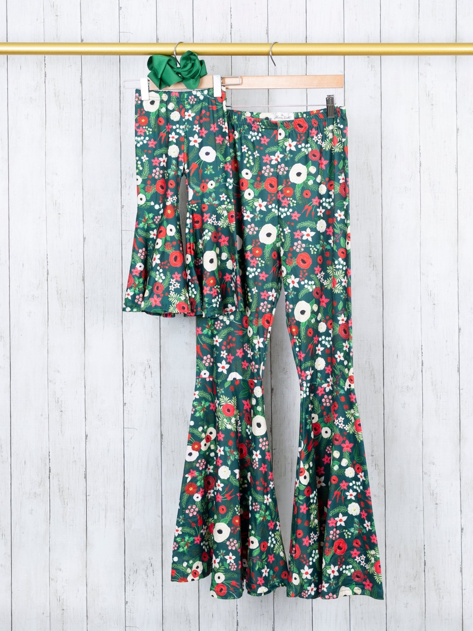 Mom & Me Hunter Green Poppy Bell Bottoms - Marie Nicole Clothing