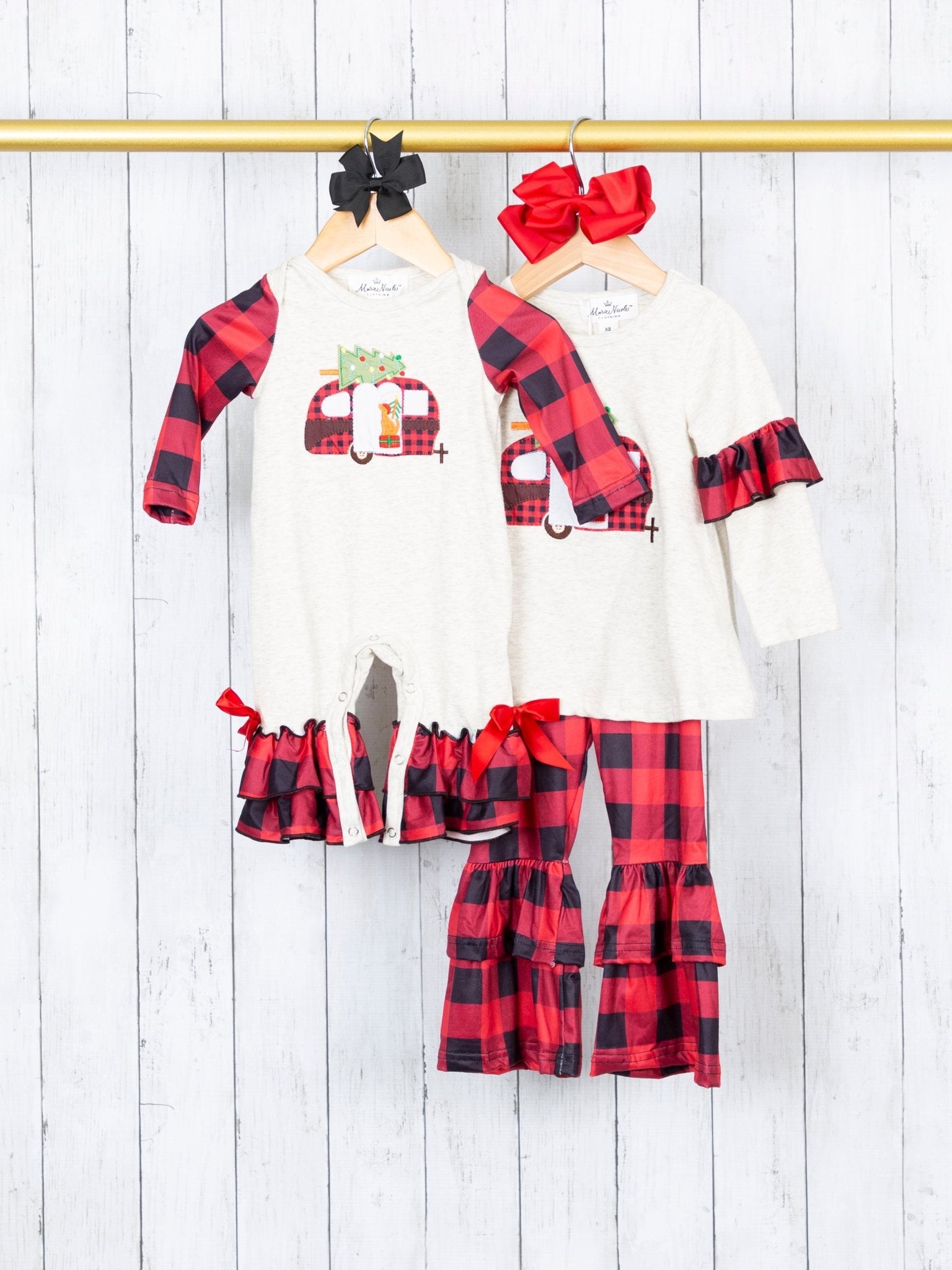 Buffalo Plaid Camper Ruffle Outfit - Marie Nicole Clothing
