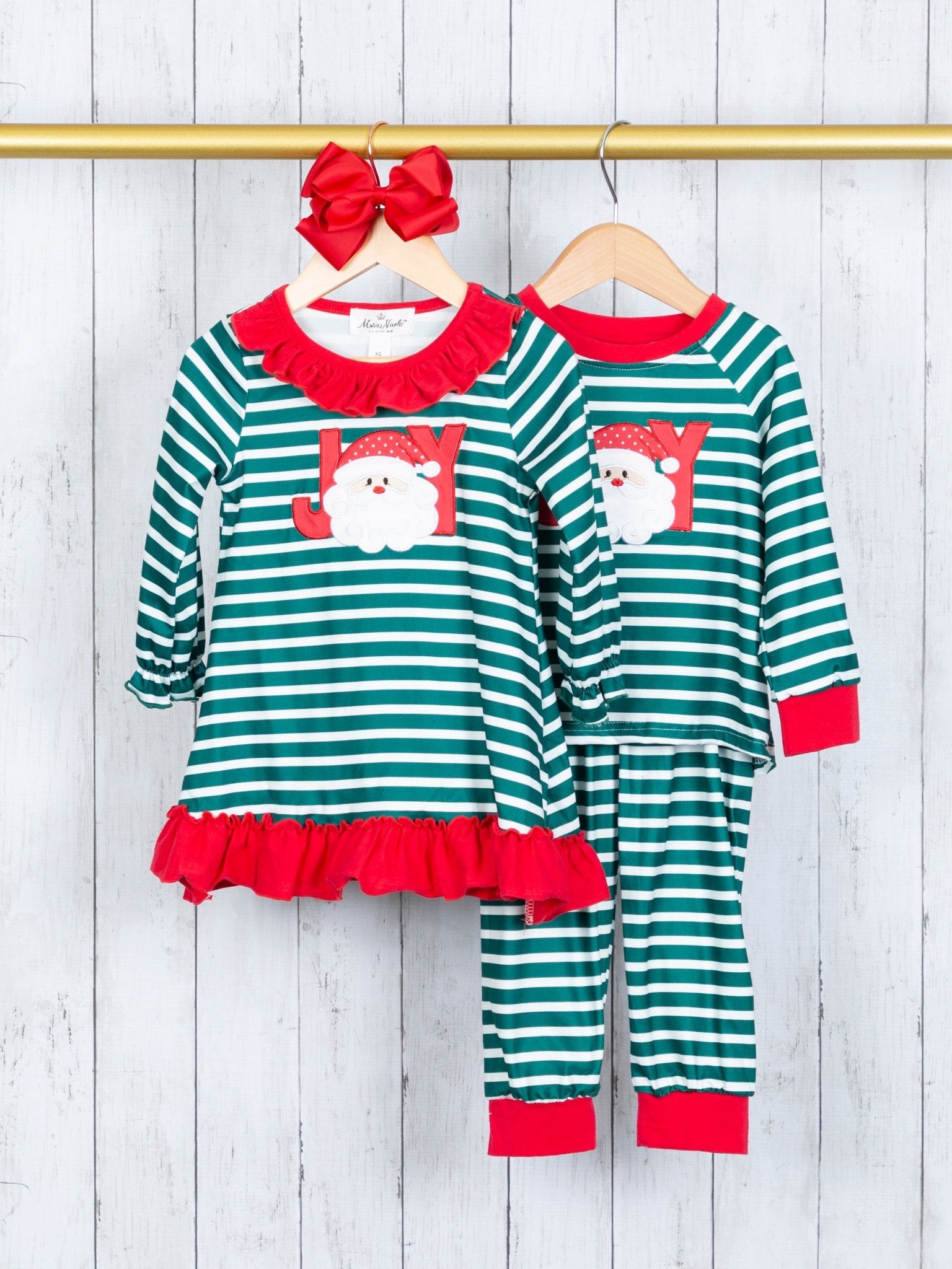 Striped "JOY" Ruffle Dress - Marie Nicole Clothing